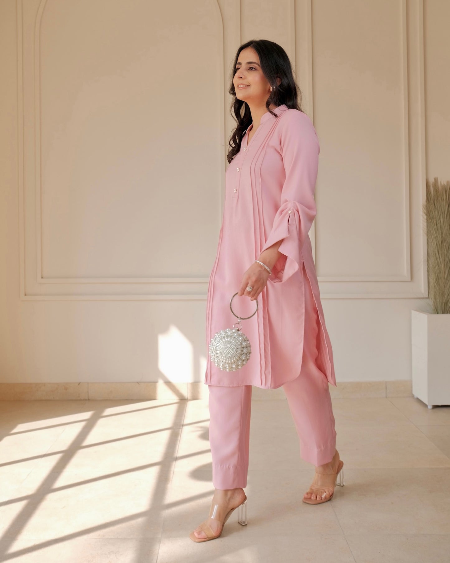 Pashmina Co-ord Set with Pearl Detailing