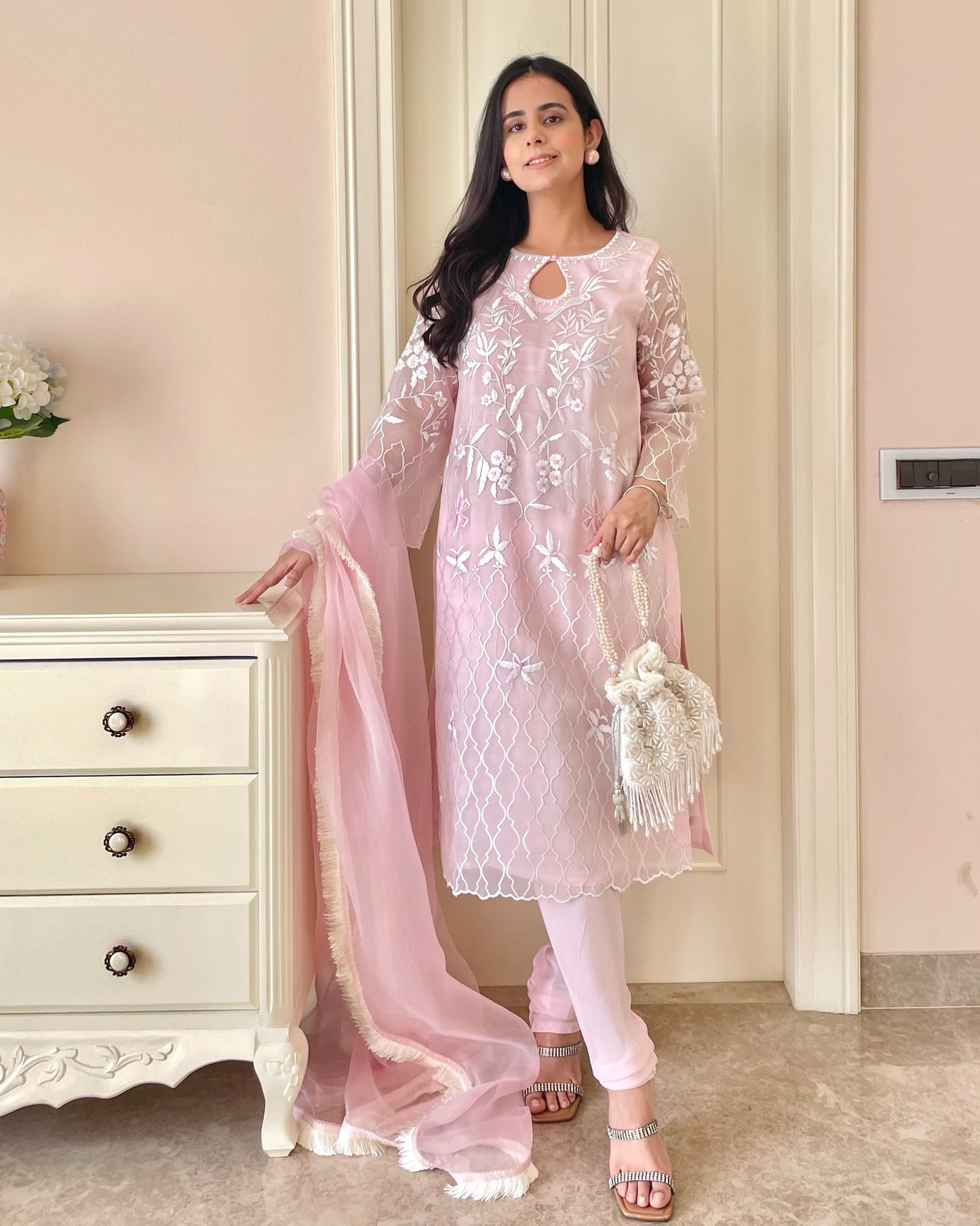 Blush Elegance Pure Organza Suit