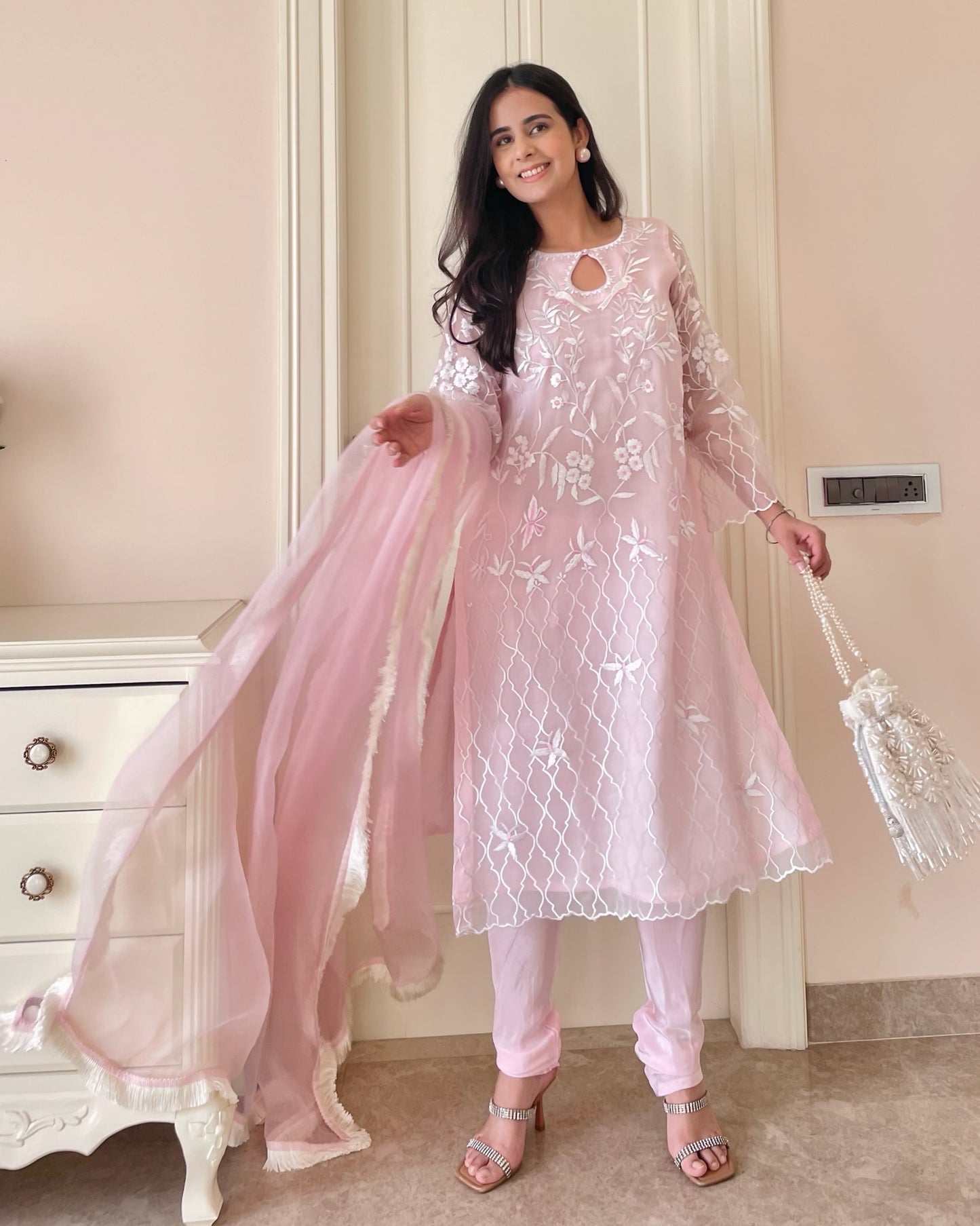 Blush Elegance Pure Organza Suit