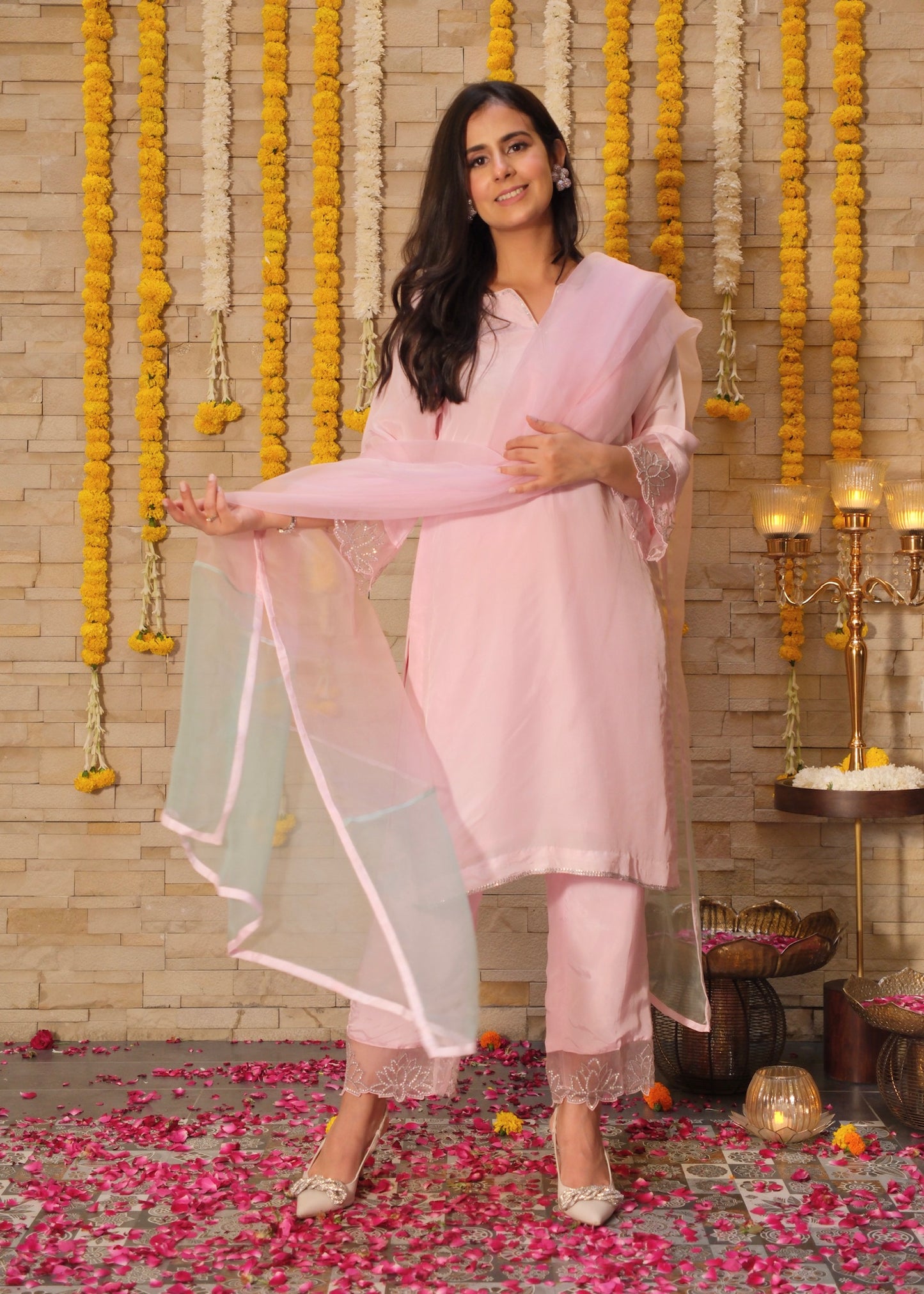 Blush Pink Semi Silk Suit Set