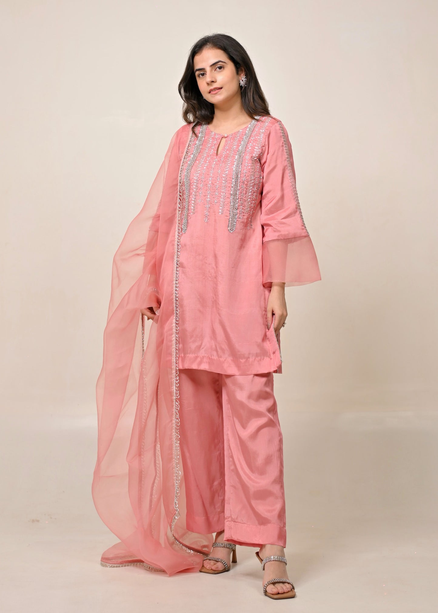 Dusty Pink Silk Suit