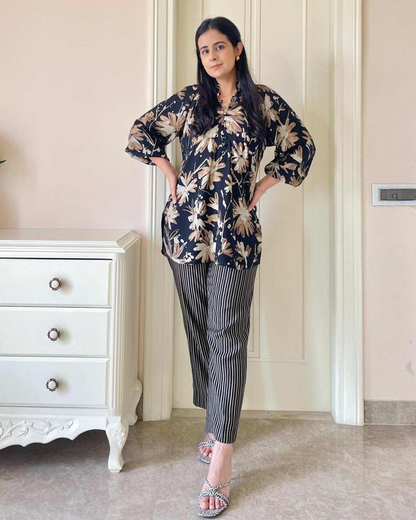 Noir Bloom Co-ord Set Cotton Comfort