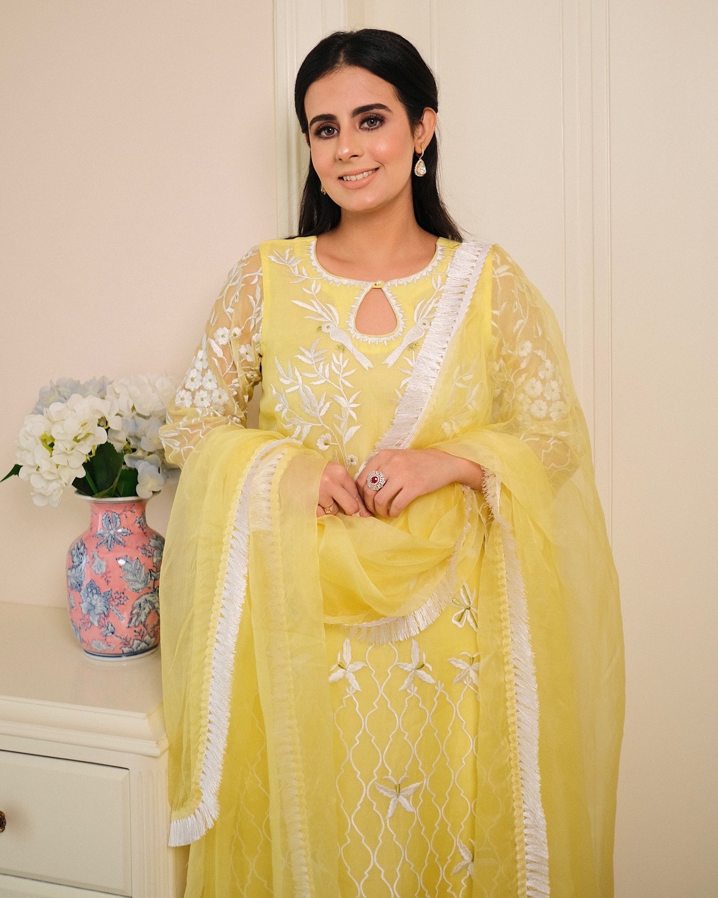 Lemon Elegance Pure Organza Suit