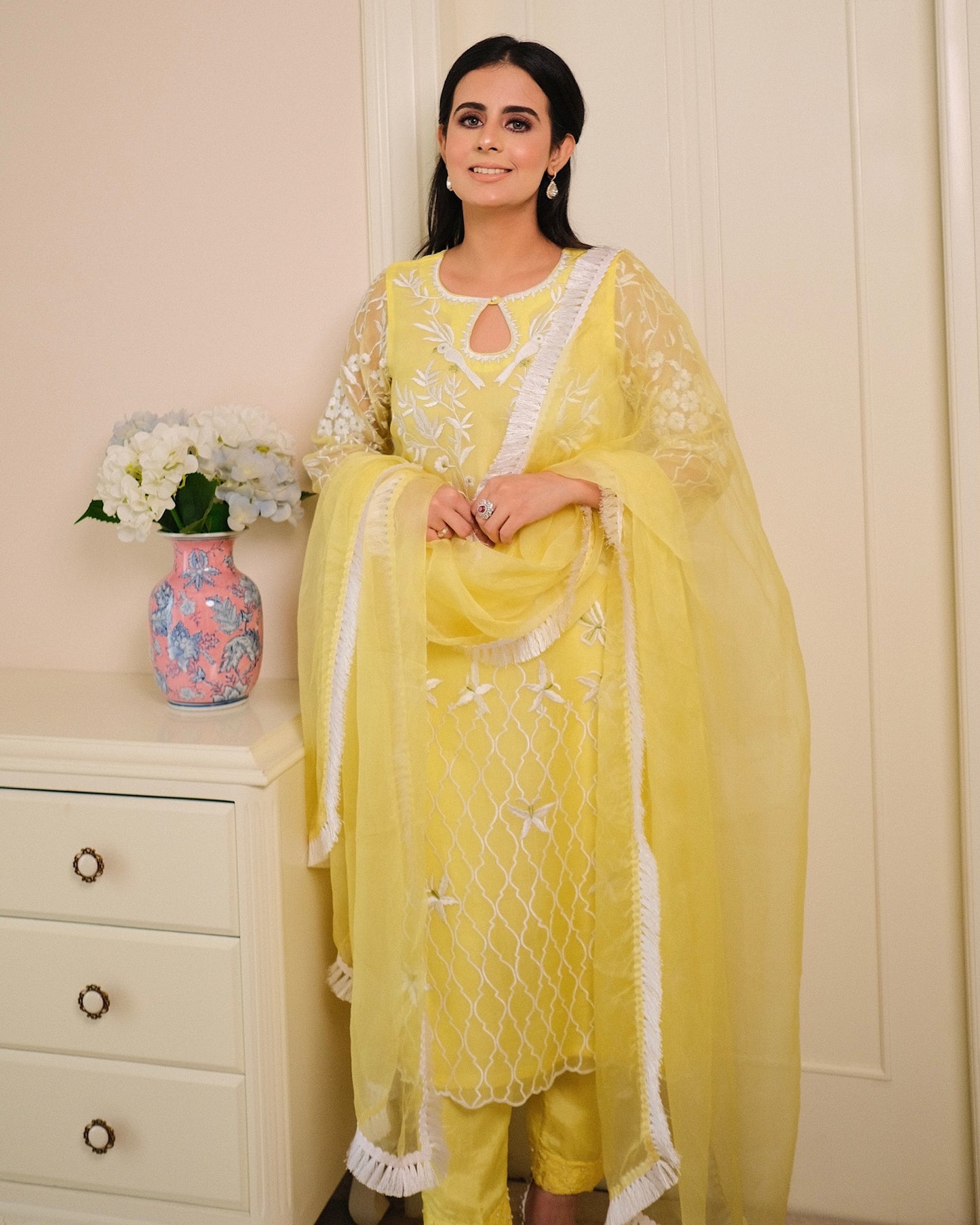 Lemon Elegance Pure Organza Suit