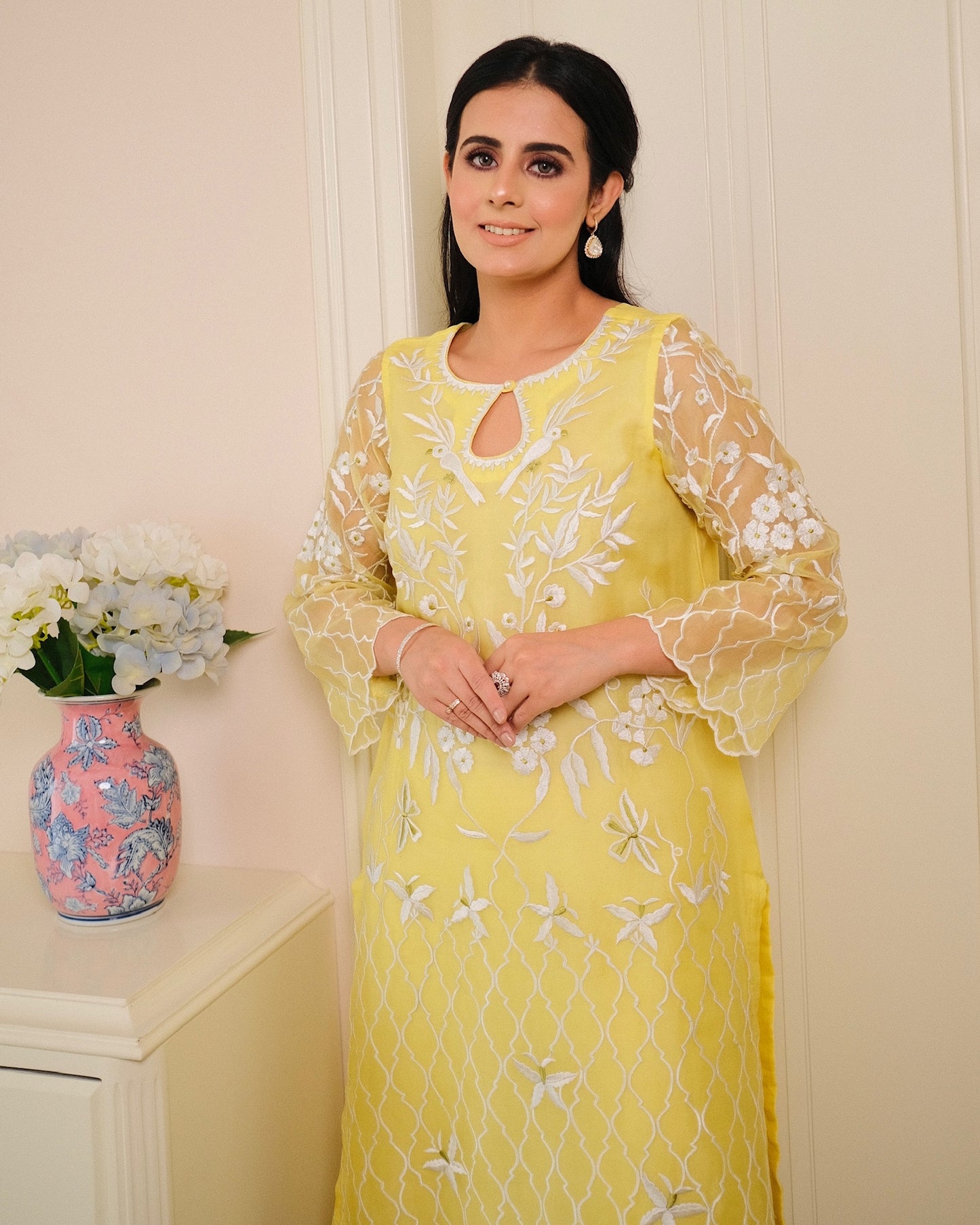 Lemon Elegance Pure Organza Suit