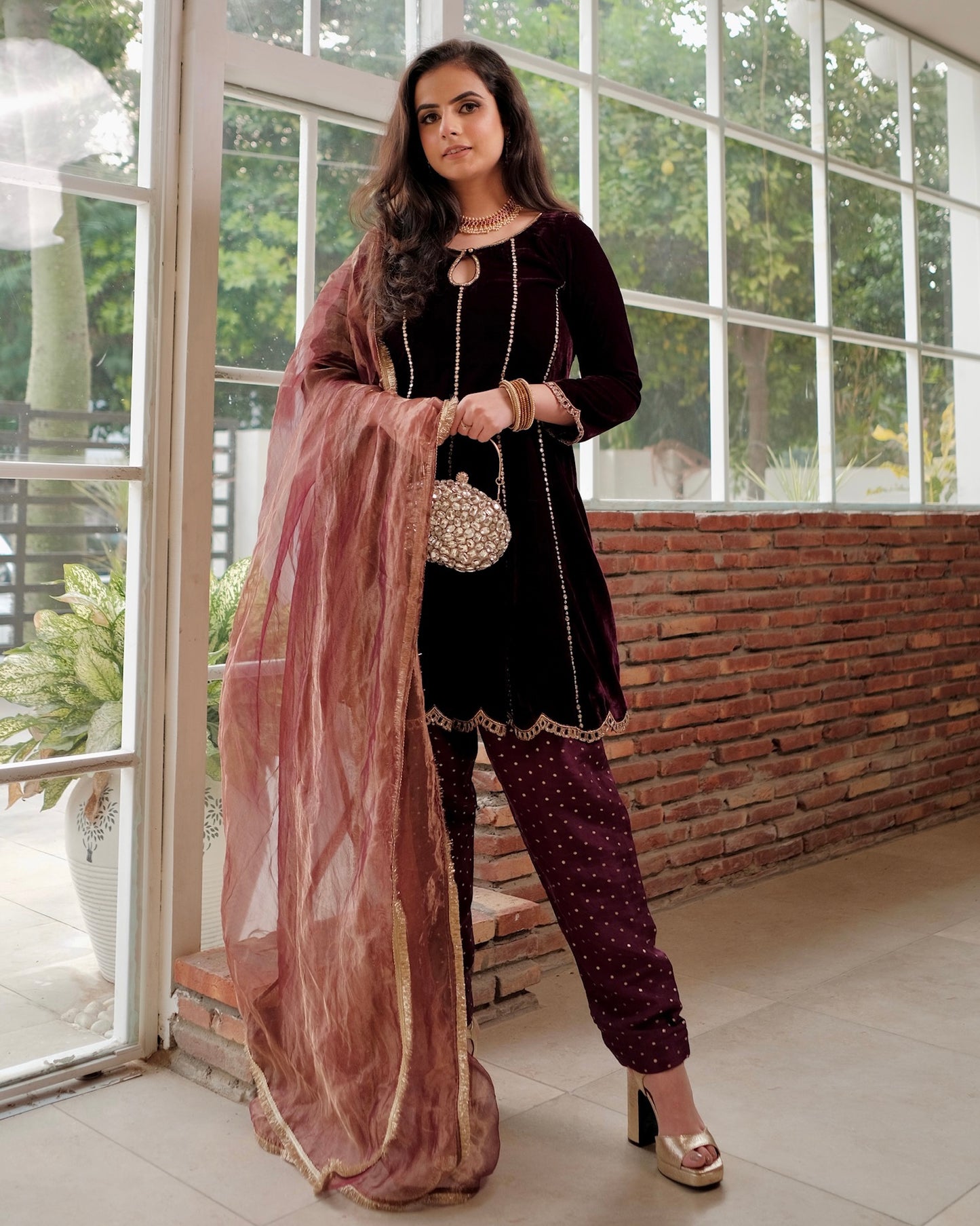 MEHROON VELVET ANARKALI