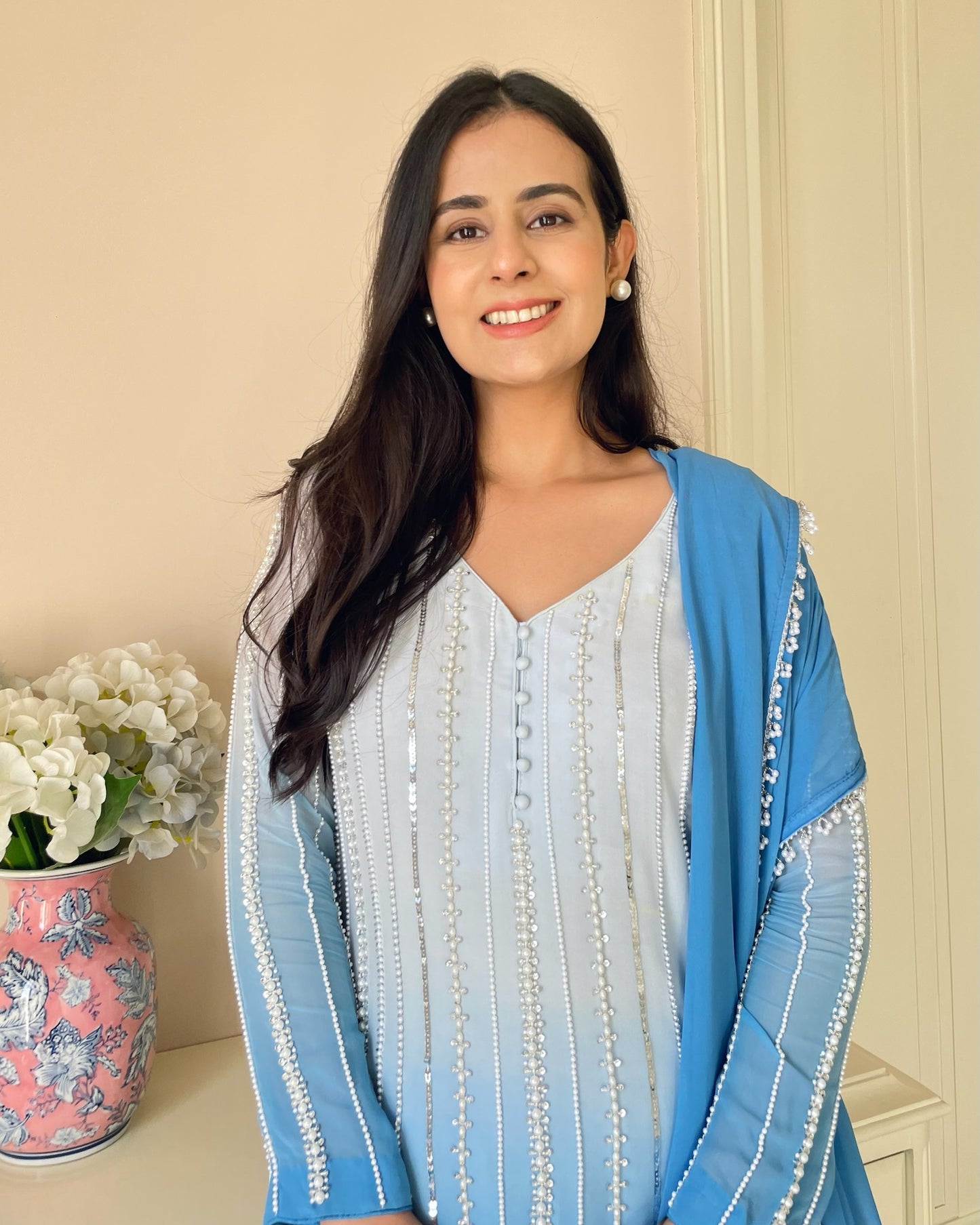 Ombre Blue Georgette Suit