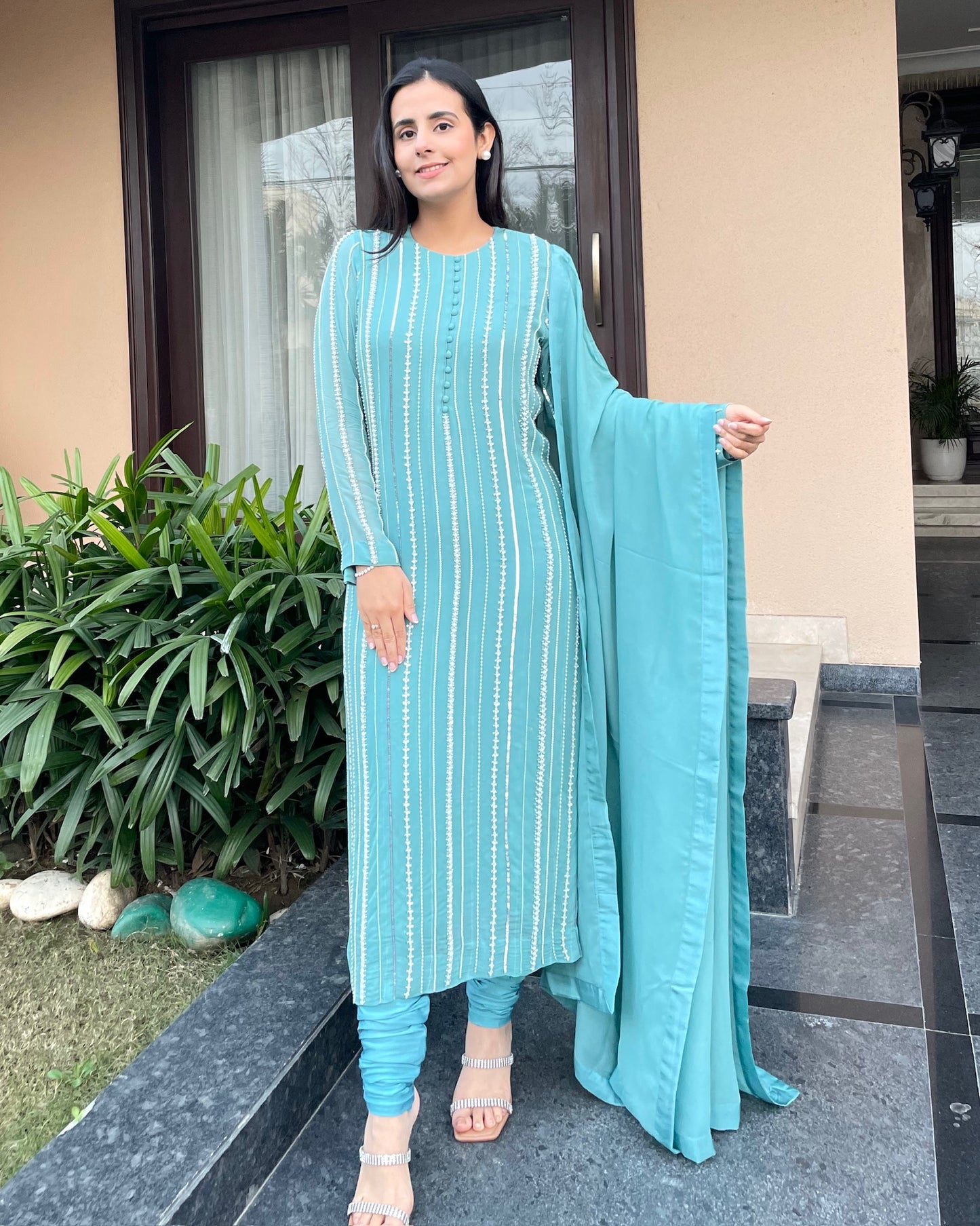 Ombre Blue Georgette Suit
