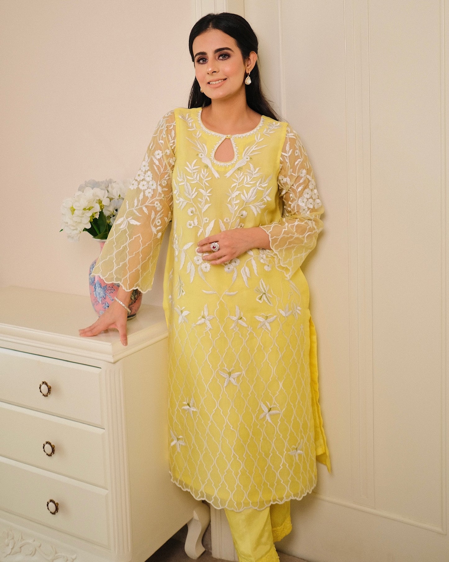 Lemon Elegance Pure Organza Suit