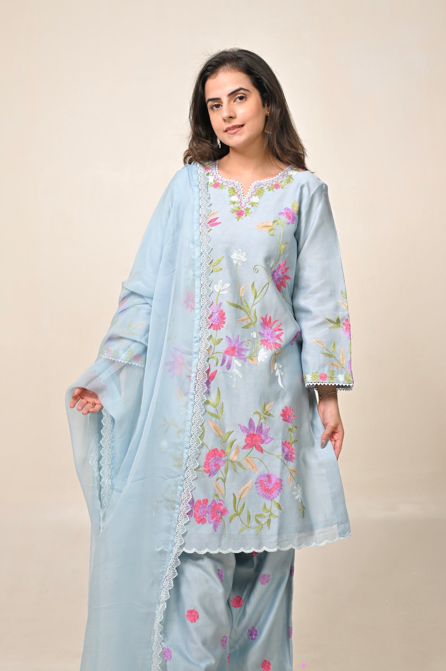 Azure Pure Chanderi Suit