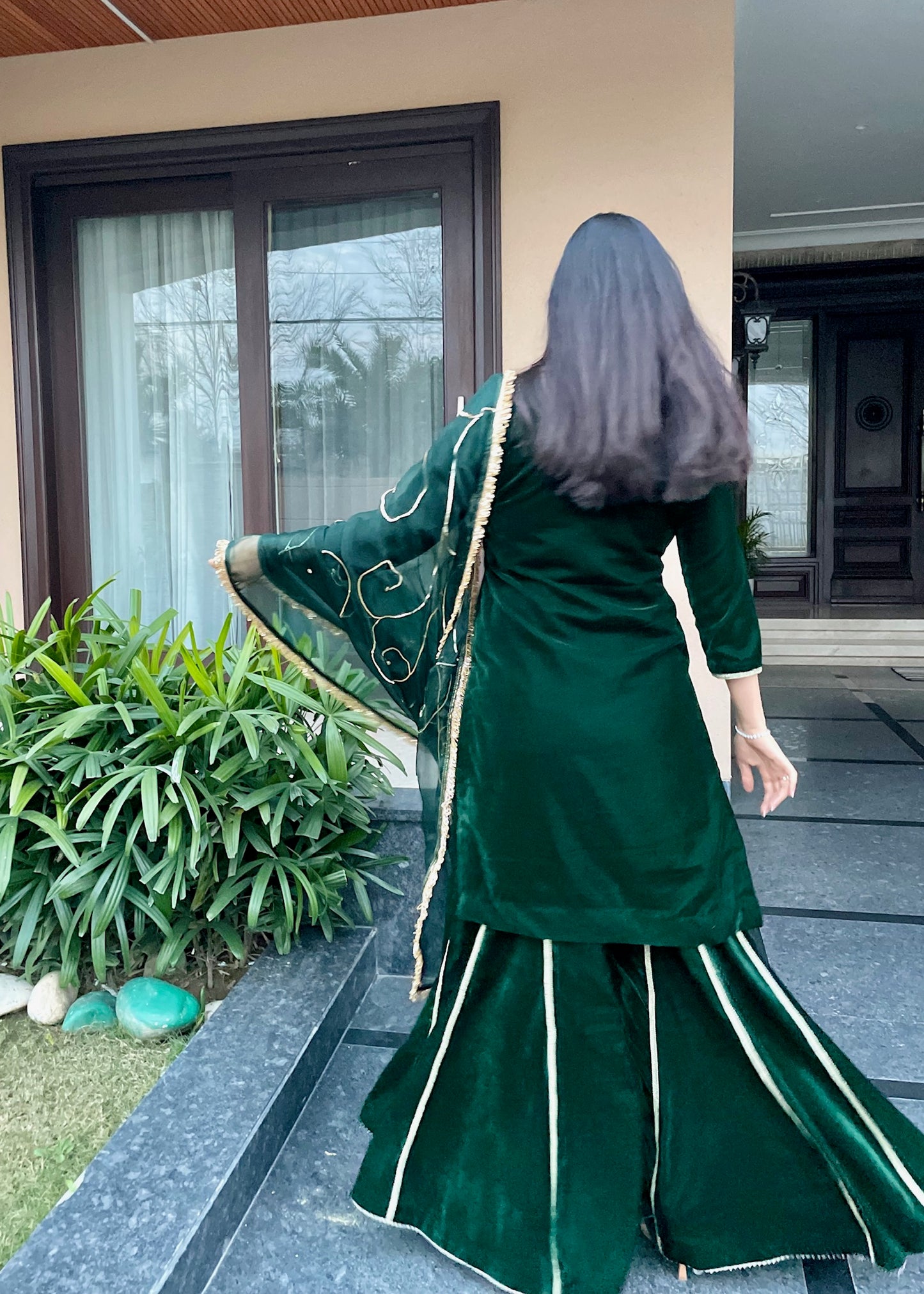 Zarina- Emerald Green Velvet Suit