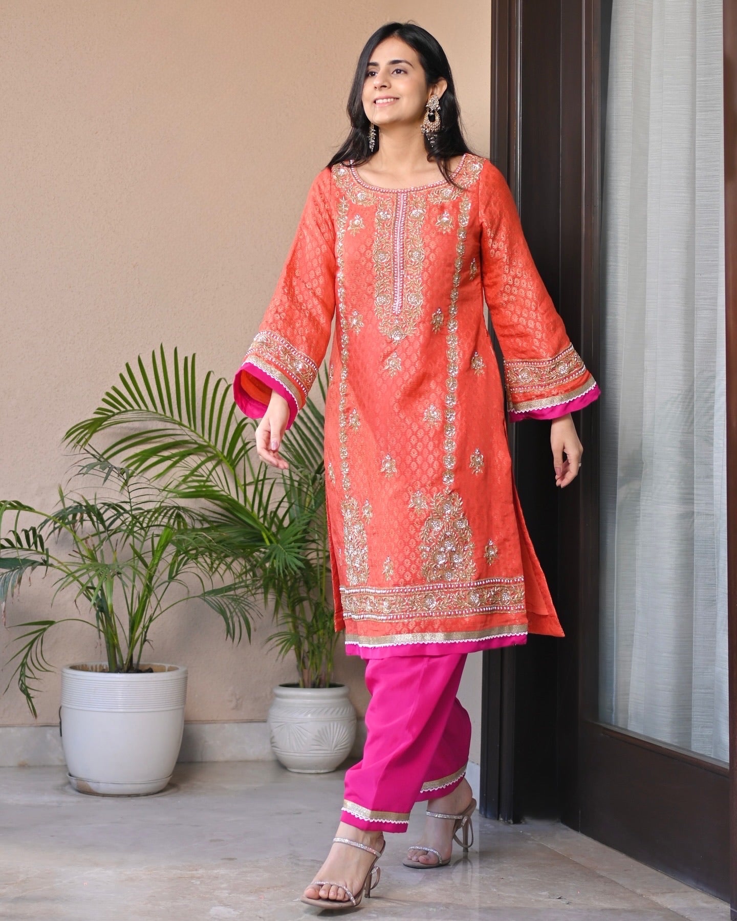 Gulnar Coral Radiance Banarasi Suit