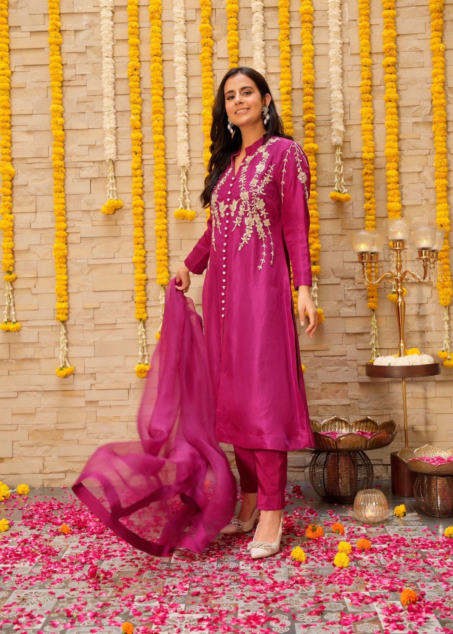 Sitara Wine Silk Suit Set