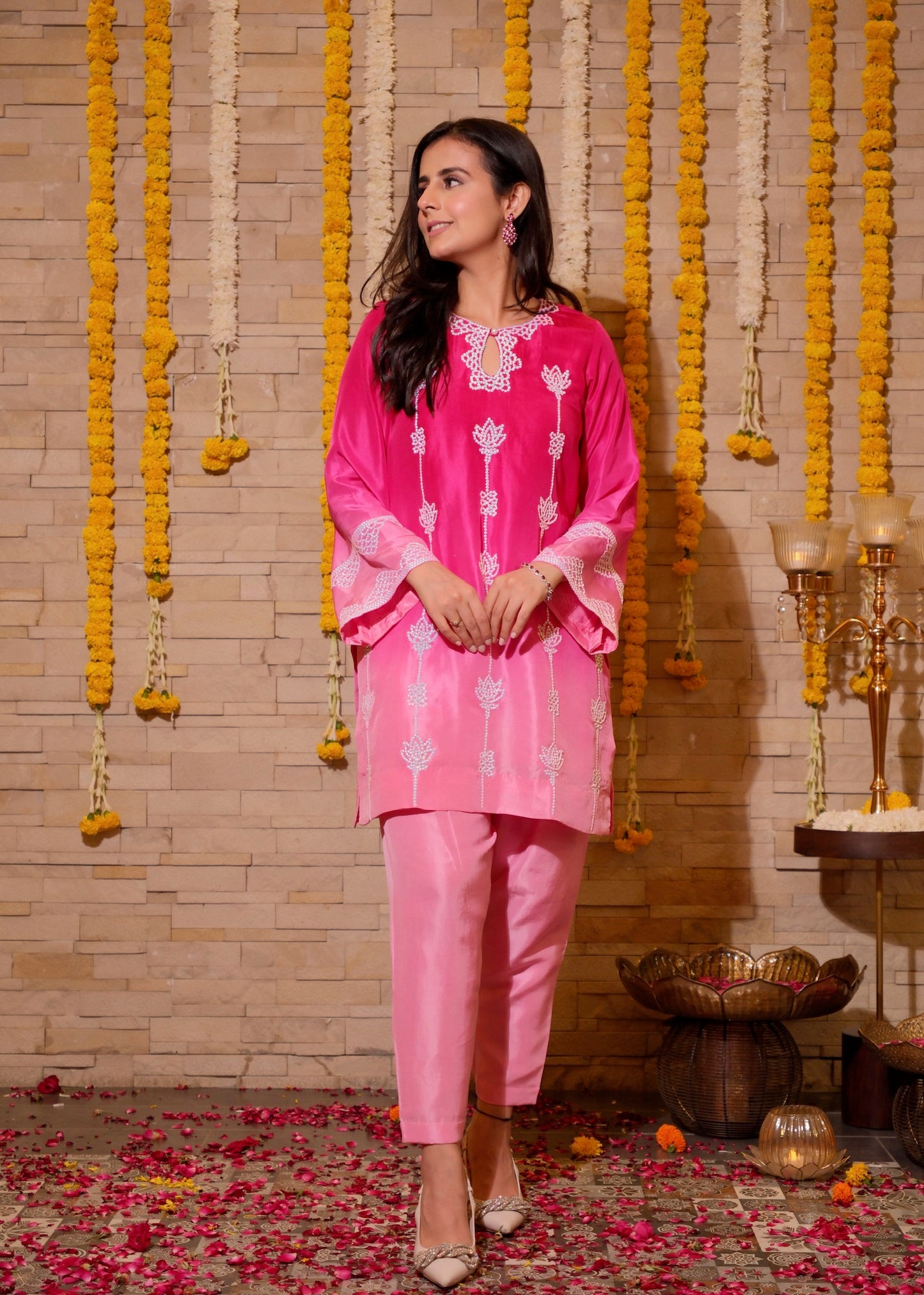 Sitara- Pink Ombre Hand-Embroidered Suit
