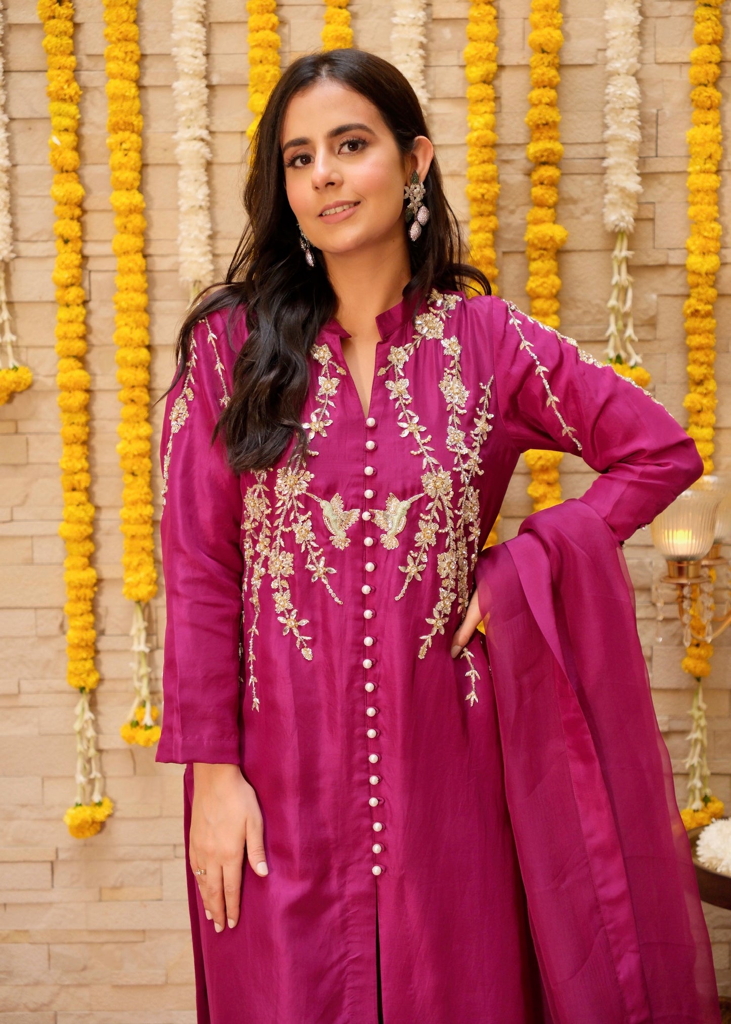 Sitara Wine Silk Suit Set