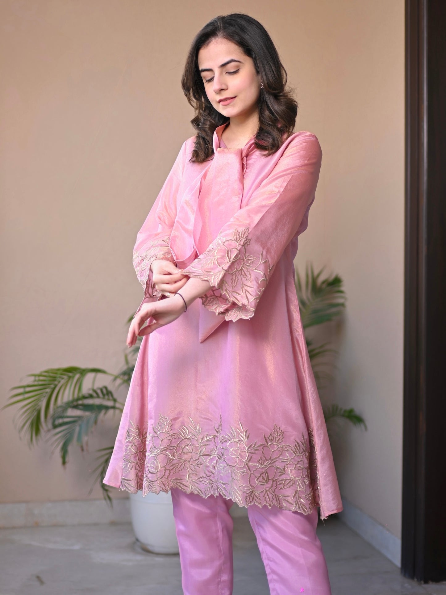 Pink Shimmer Knot Co-ord Set