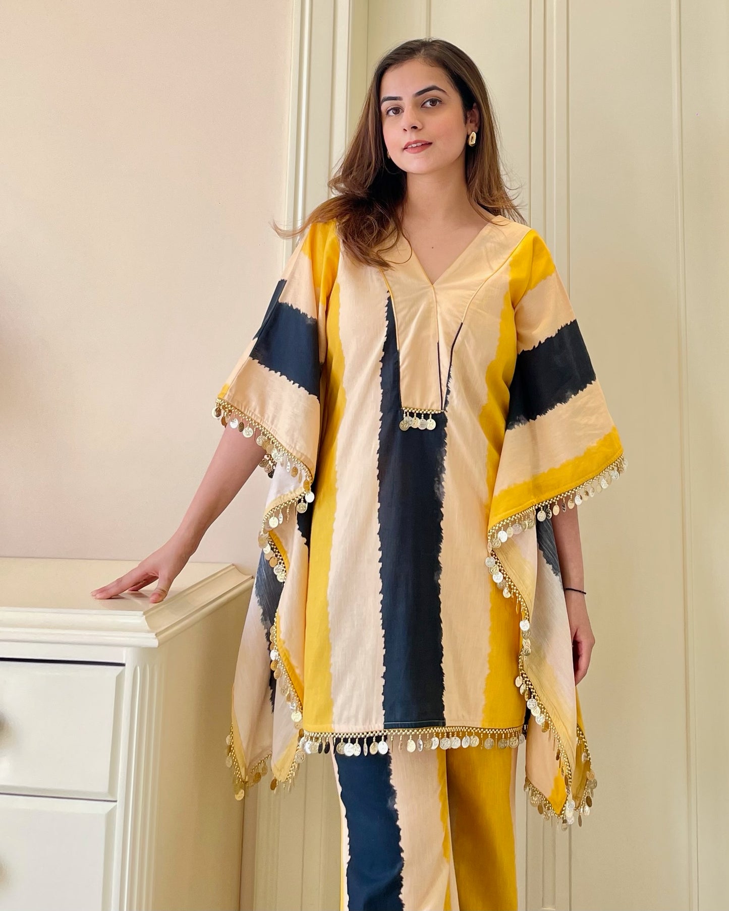 Boho Chic Striped Kaftan Co-ord Set