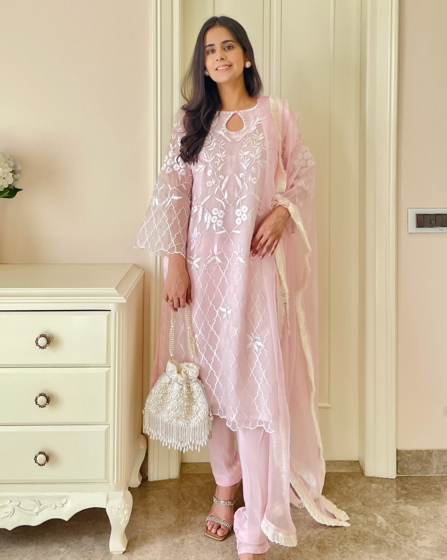 Blush Elegance Pure Organza Suit