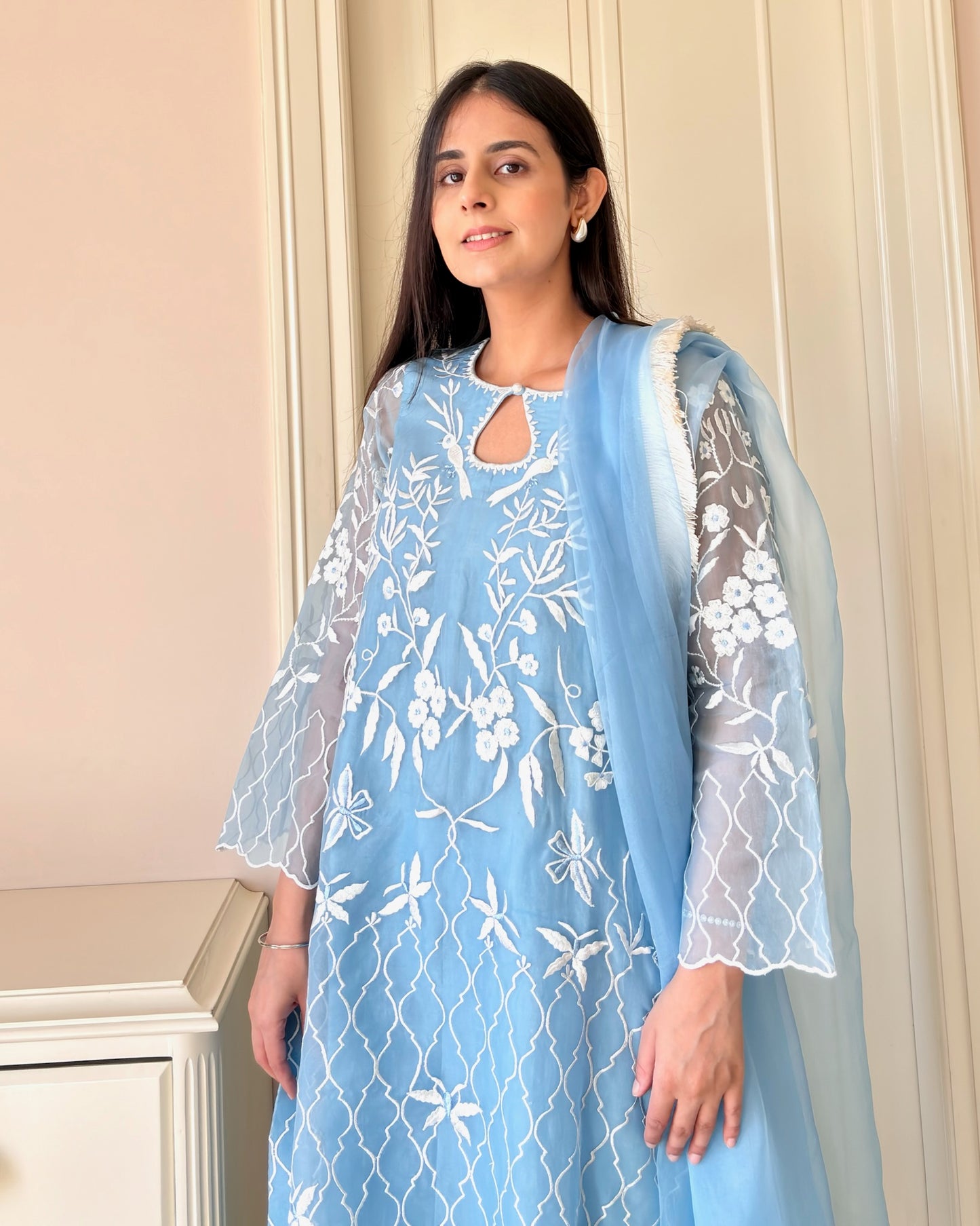Blue Elegance Pure Organza Suit