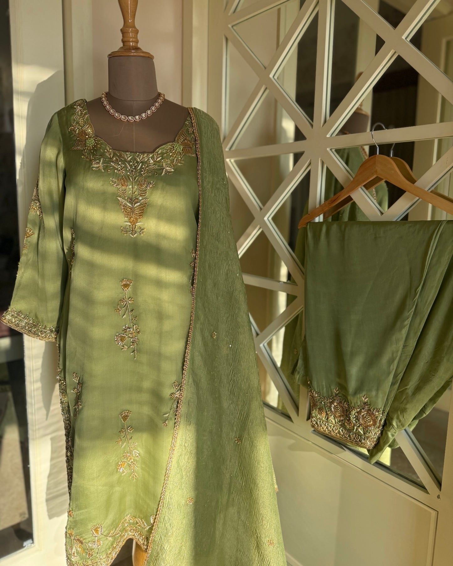 Sage Pure Organza Suit