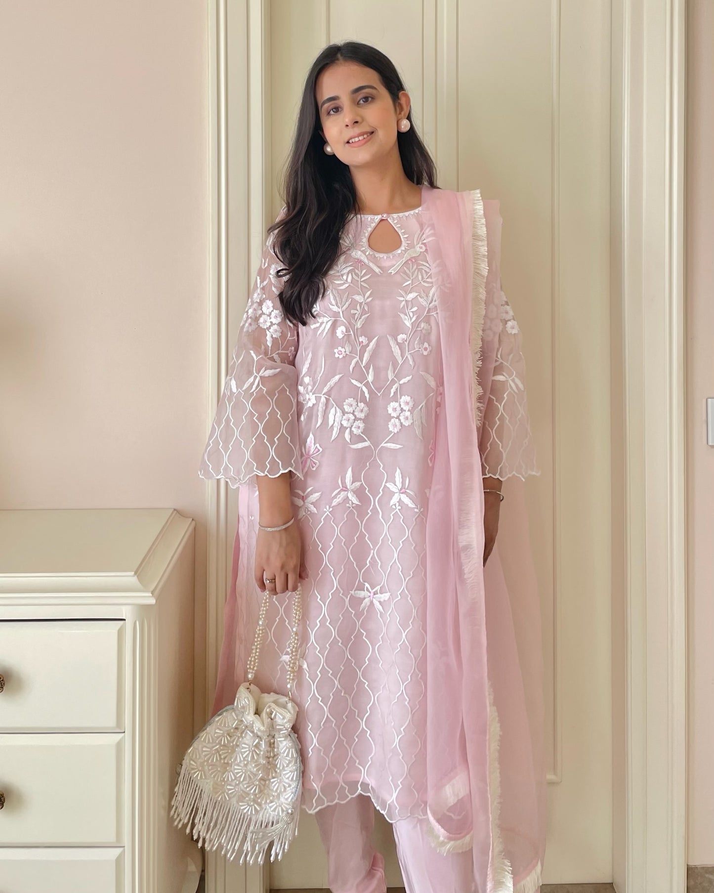 Blush Elegance Pure Organza Suit