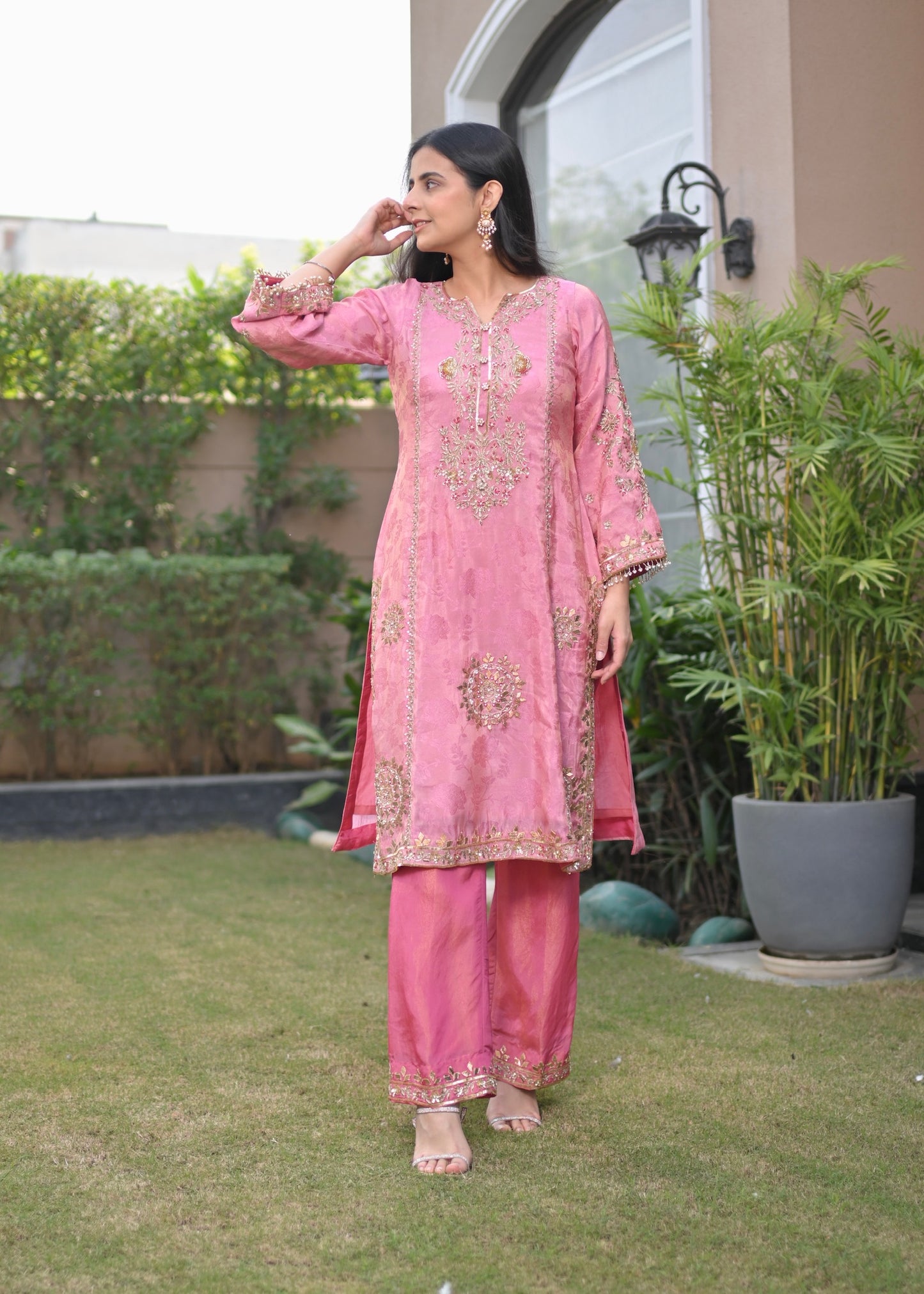 Gulnaar Hand-Embroidered Banarasi Suit Set