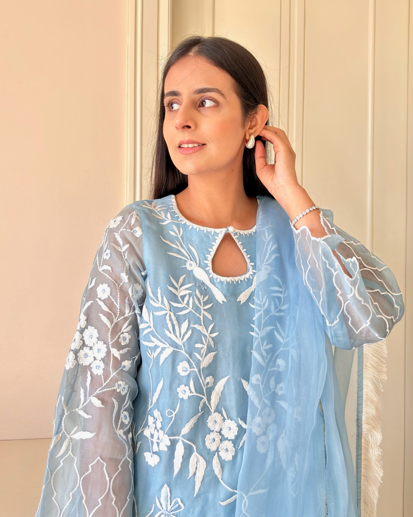 Blue Elegance Pure Organza Suit