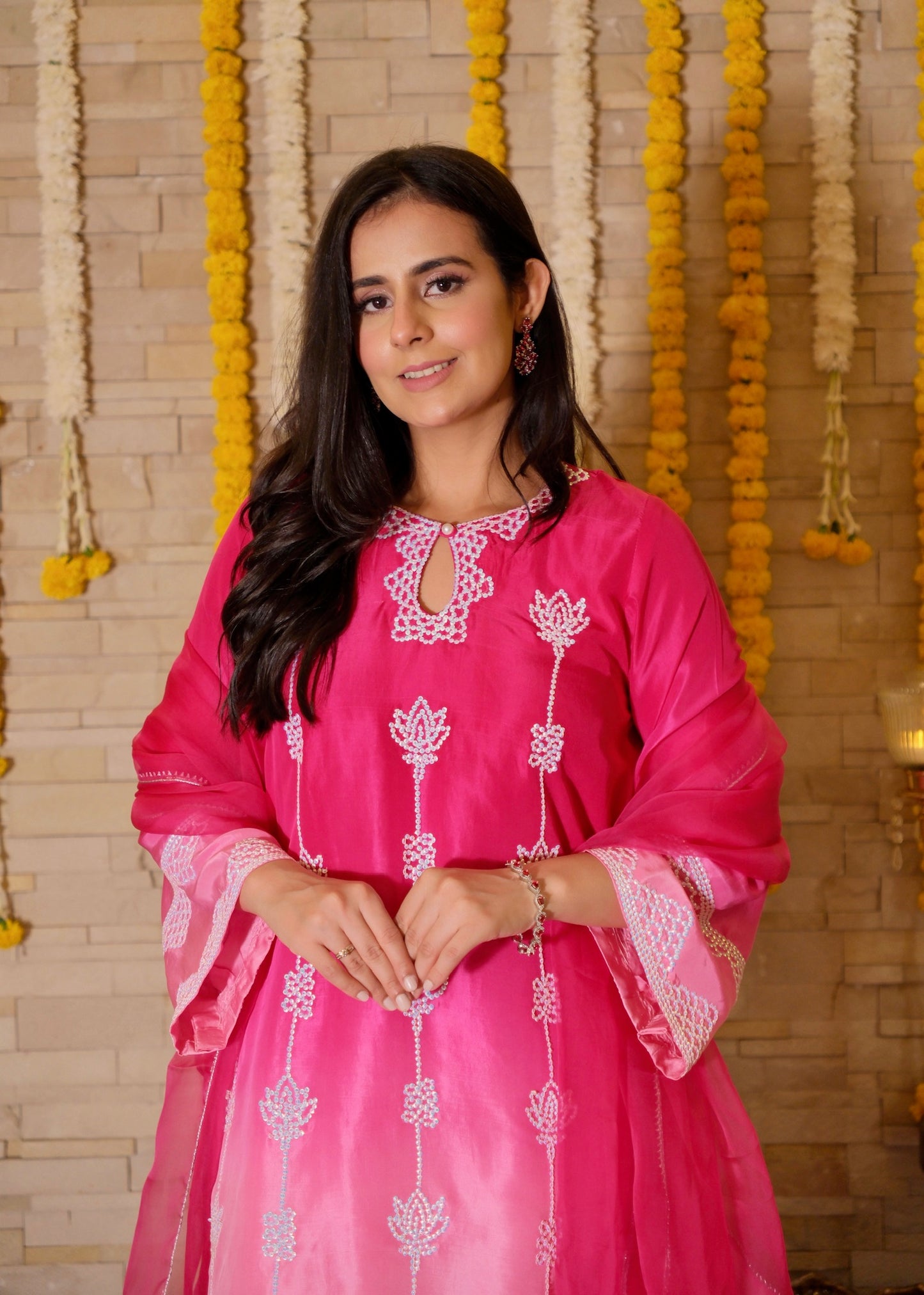 Sitara- Pink Ombre Hand-Embroidered Suit