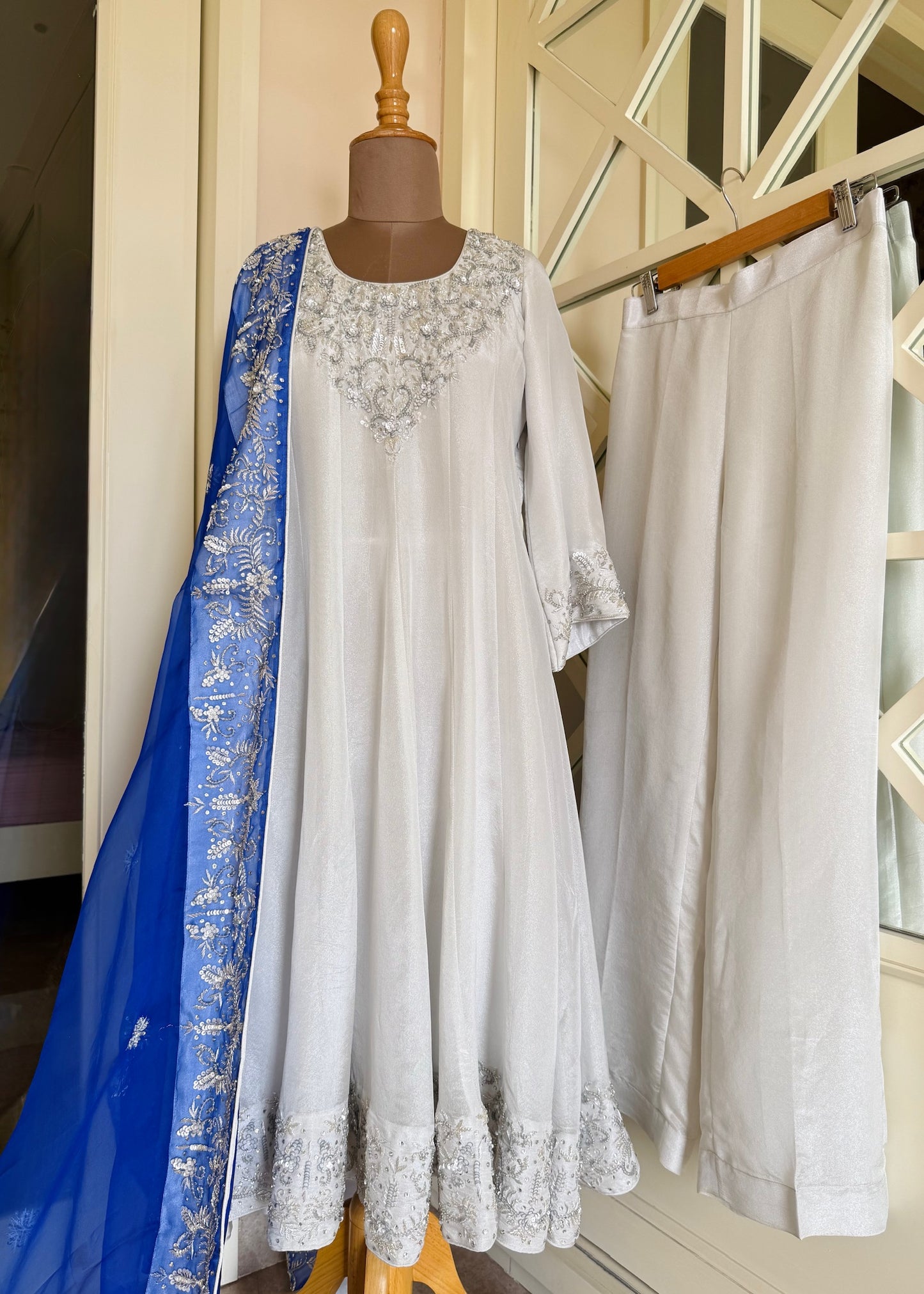 Silver Anarkali Set