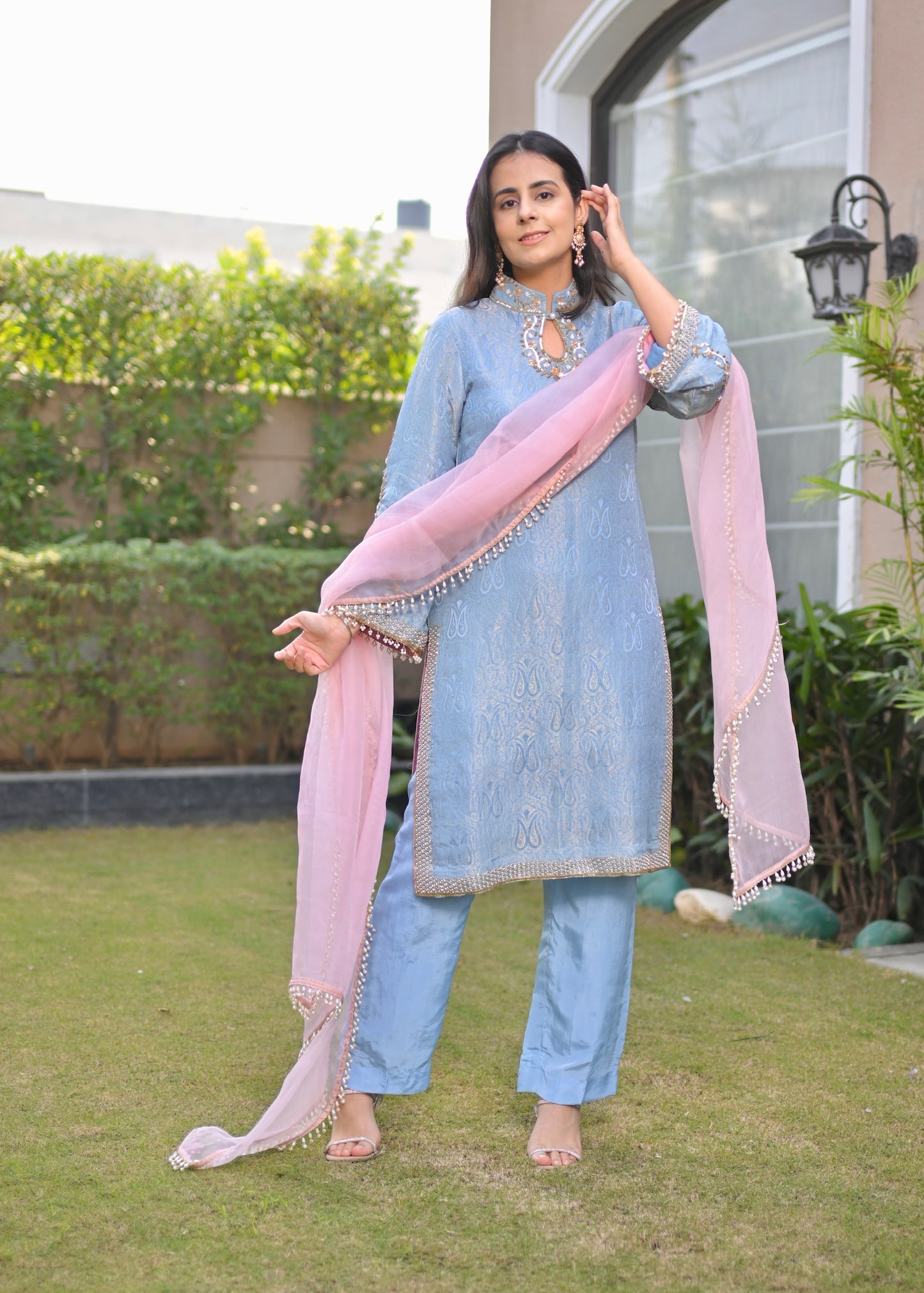 Noor Hand-Embroidered Banarasi Suit Set