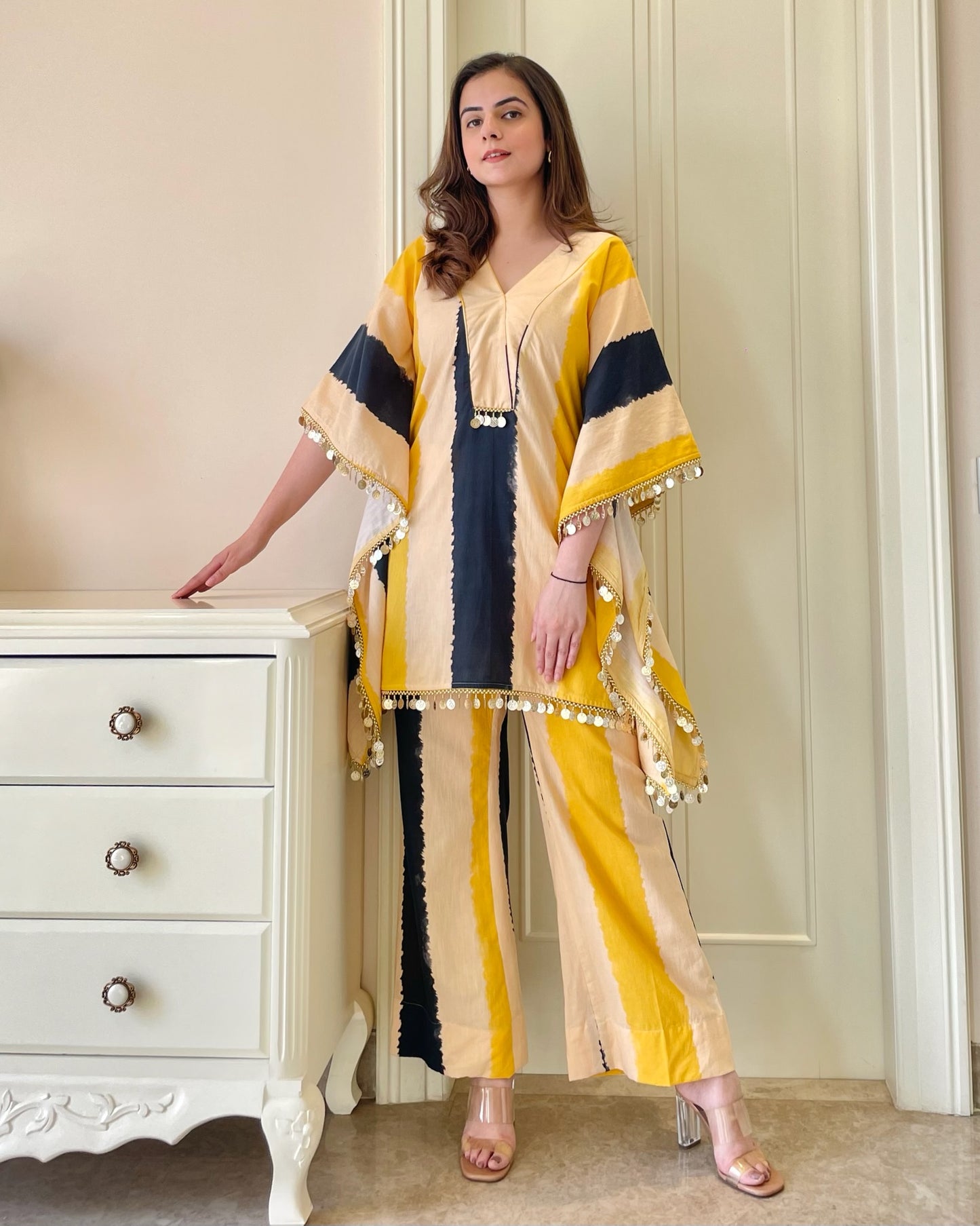 Boho Chic Striped Kaftan Co-ord Set