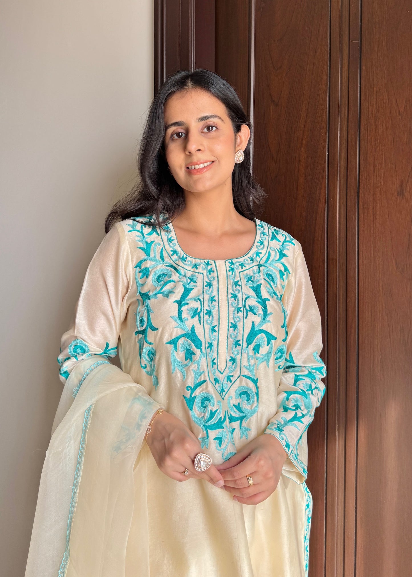 Firdaus Blue – Chanderi Suit Set