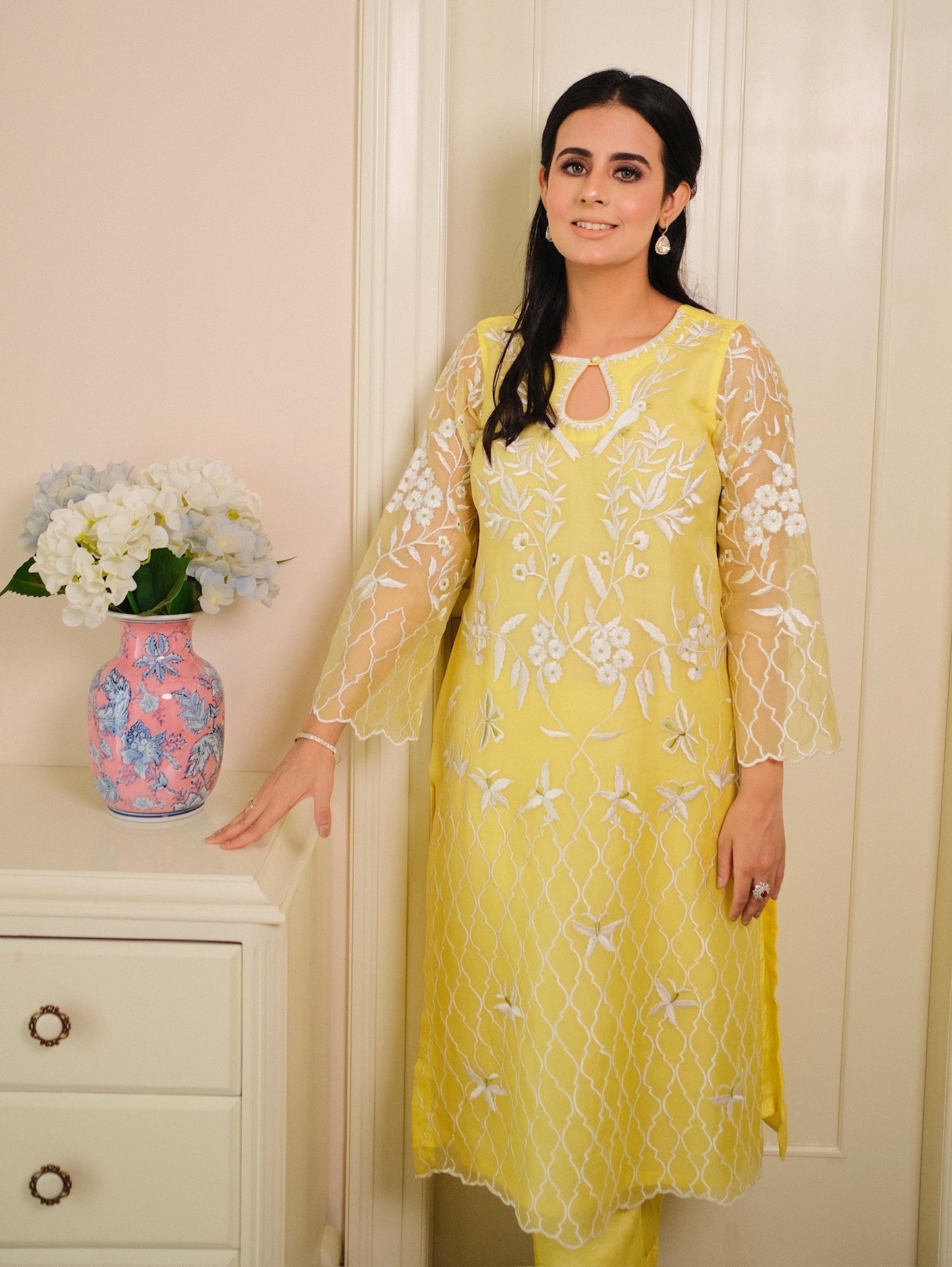 Lemon Elegance Pure Organza Suit