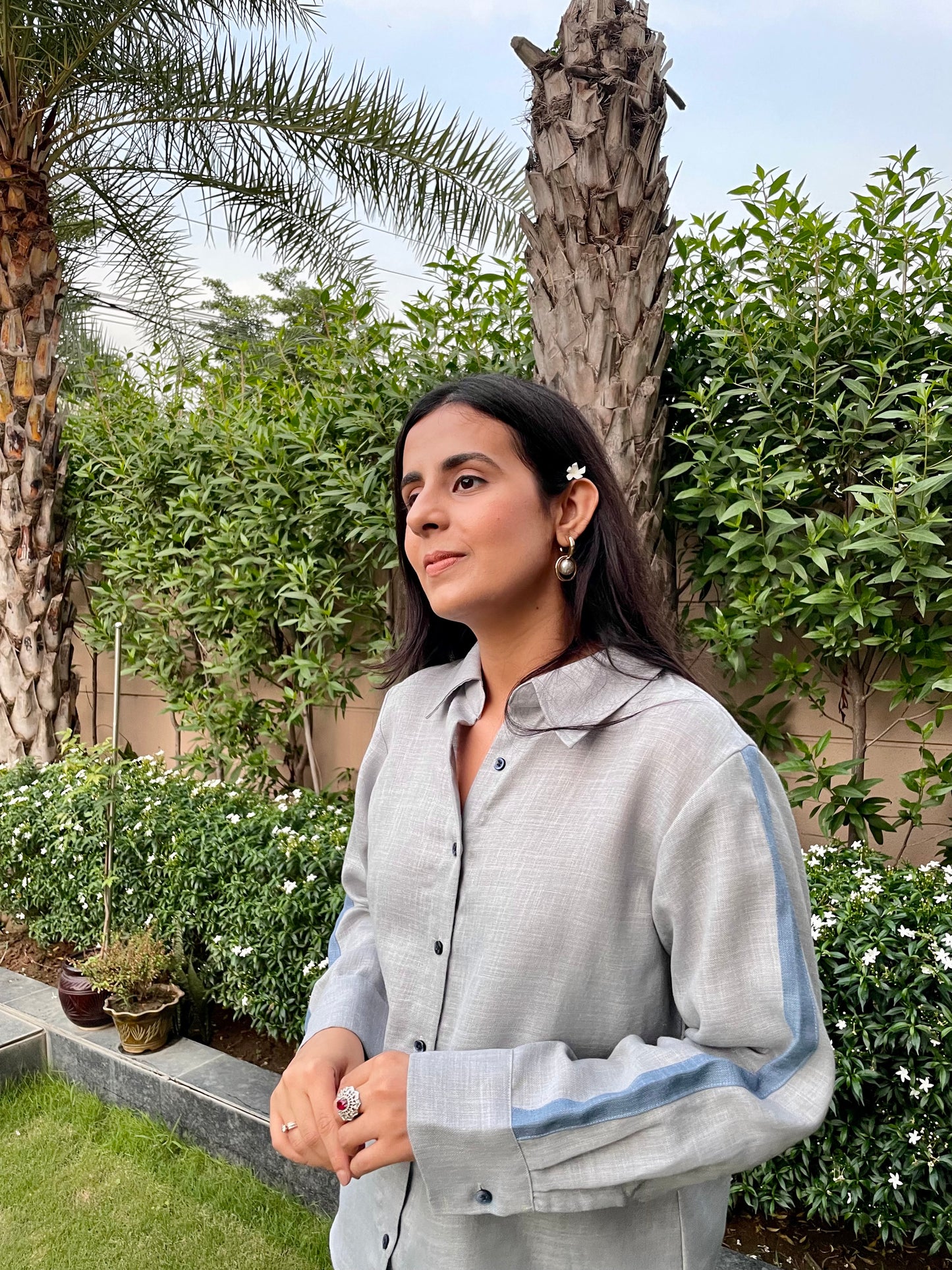 Sky Blue Cotton Linen Co-ord Set