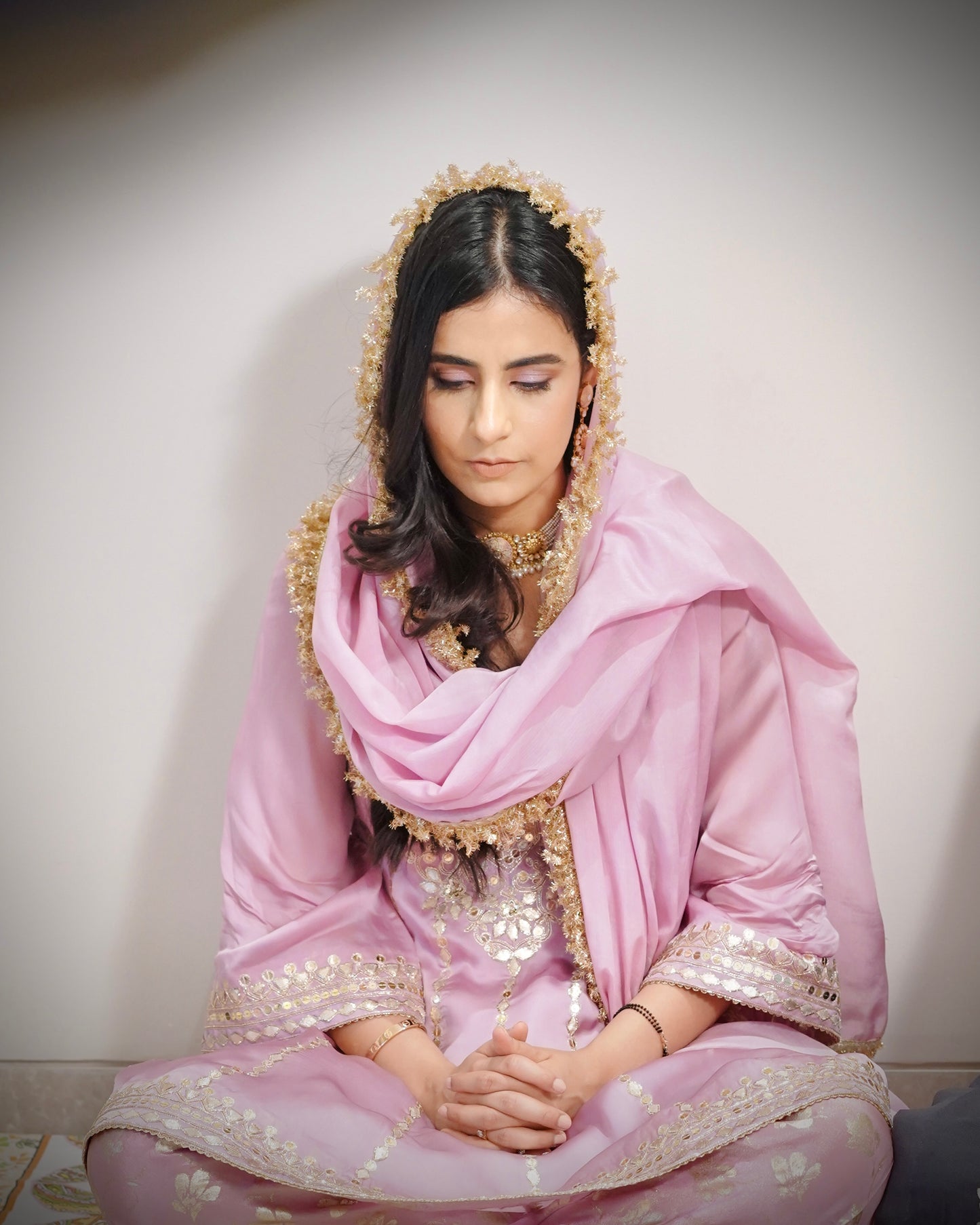 Lilac Grace Satin Organza Anarkali Set