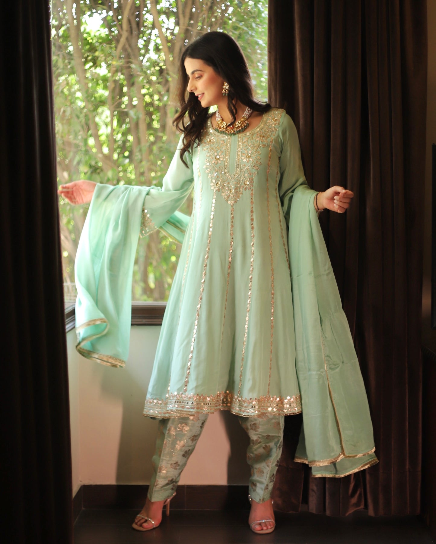 Ethereal Bloom Embroidered Anarkali Set