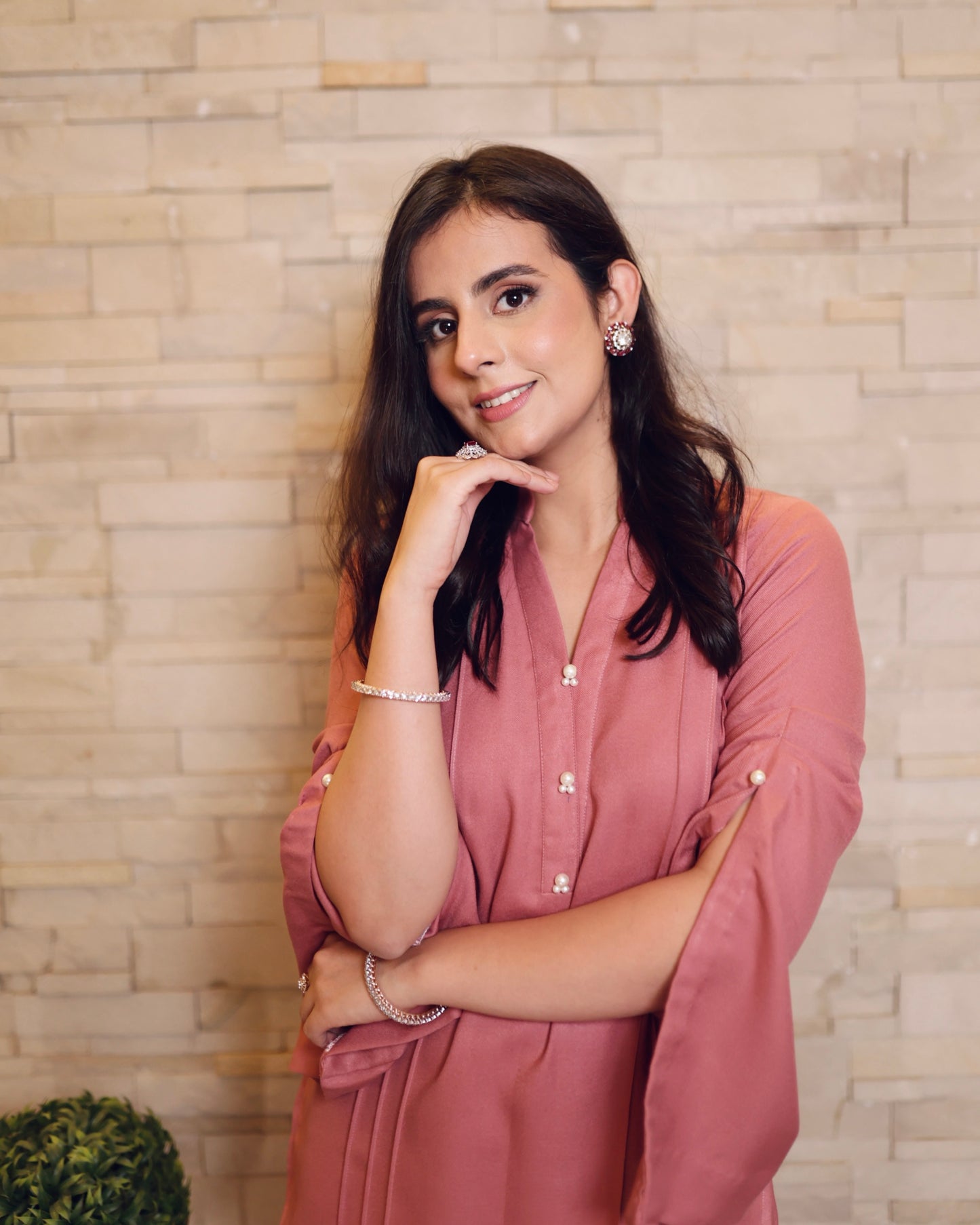 Blush Elegance Pashmina Co-ord Set