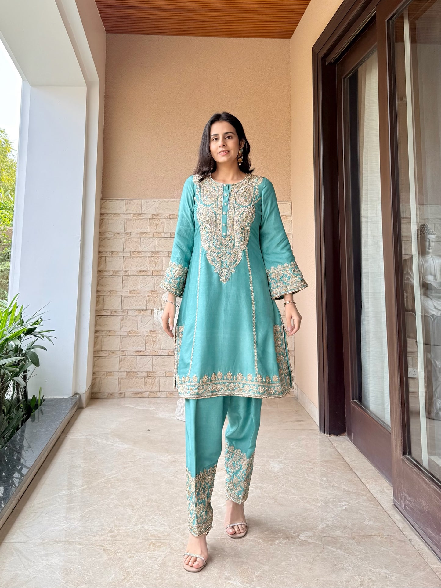 Pure Dupion Silk Straight Suit Set