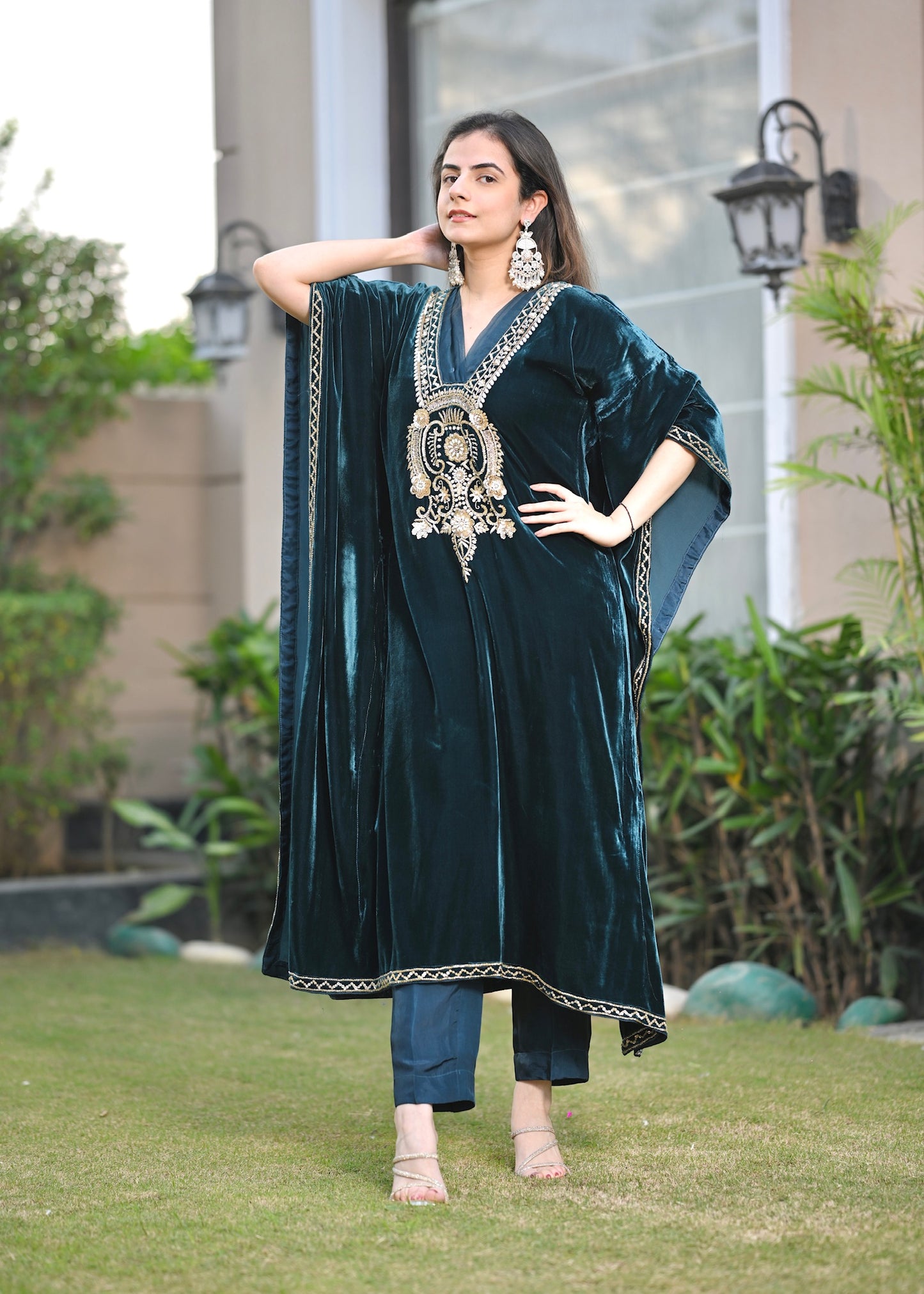 Mirari- Emerald Majesty Velvet Kaftan