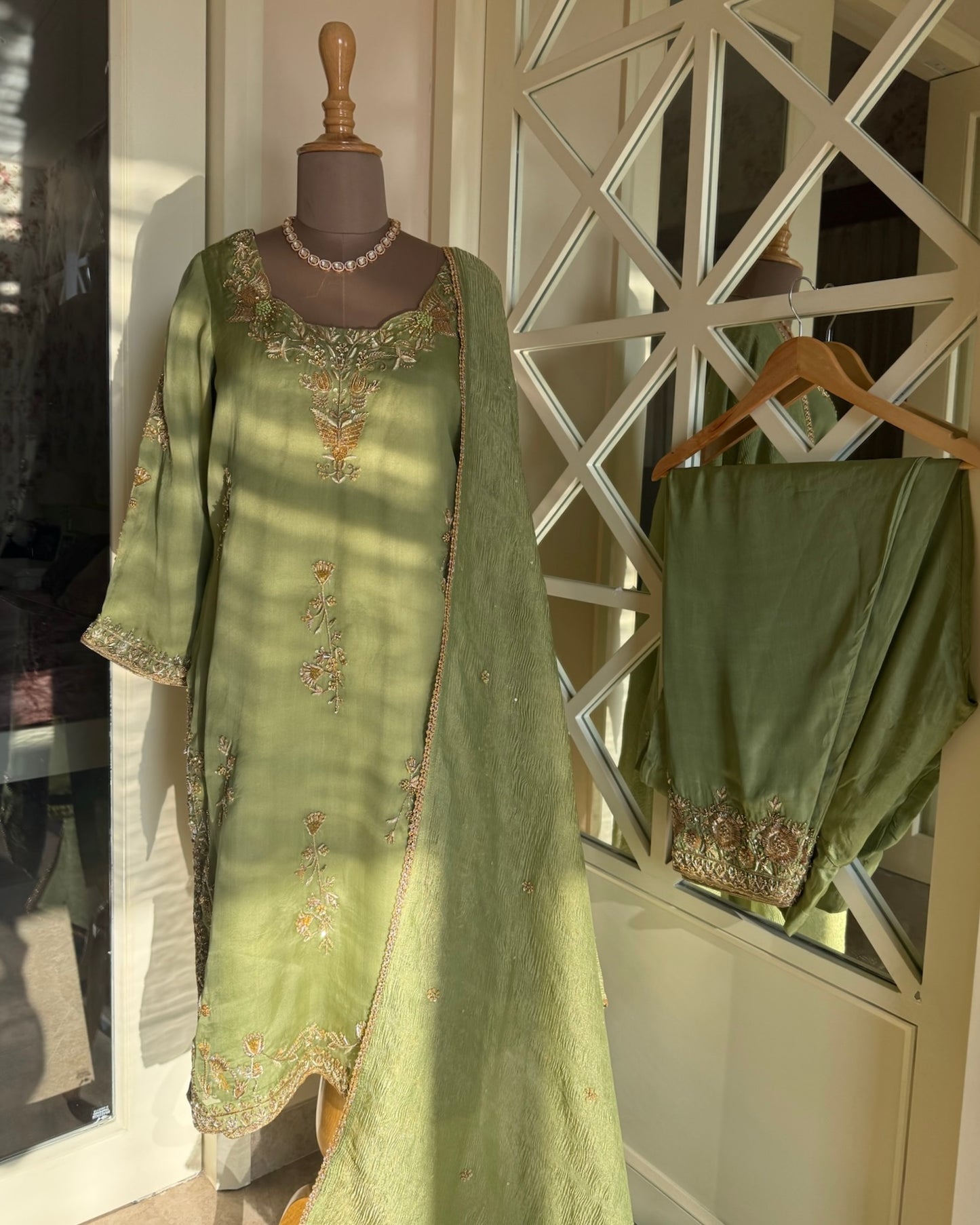 Sage Pure Organza Suit