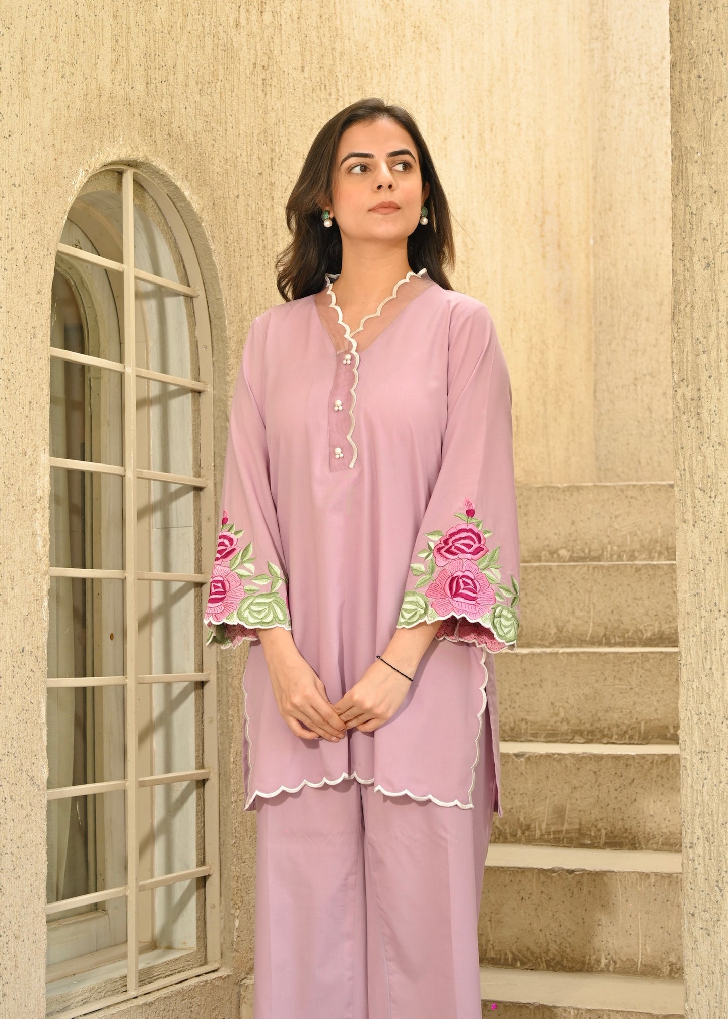 Lilac Cotton Kurta Set