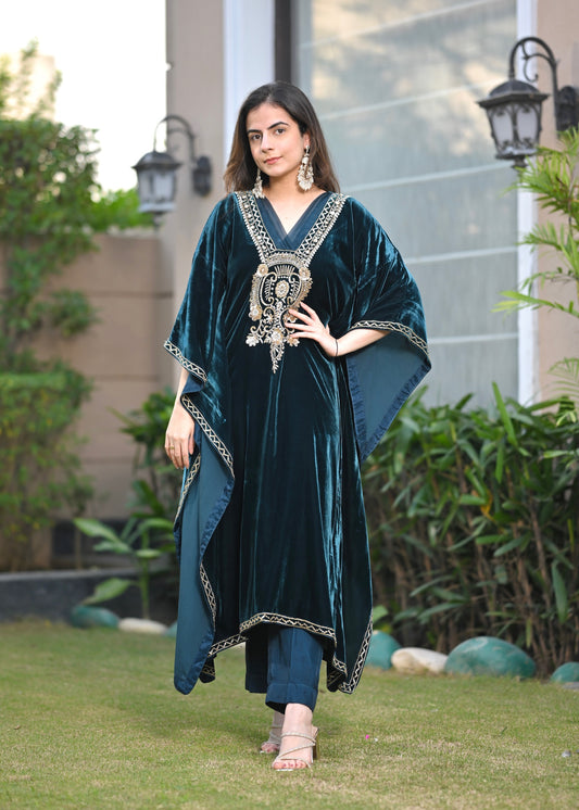 Mirari- Emerald Majesty Velvet Kaftan