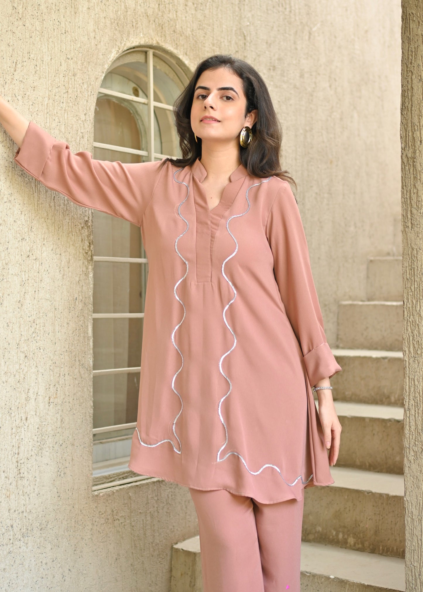 Blush Wave Double Georgette Co-ord Set