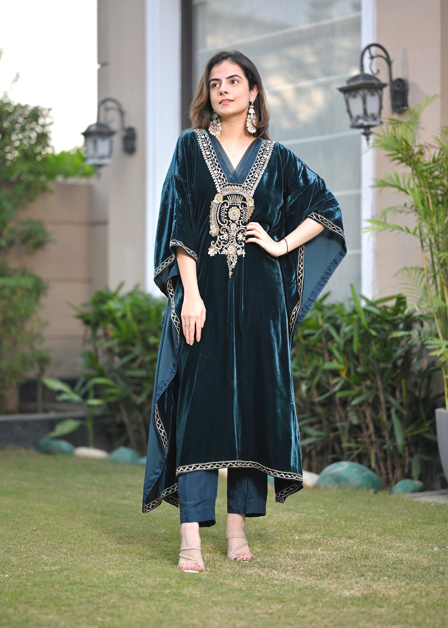 Mirari- Emerald Majesty Velvet Kaftan