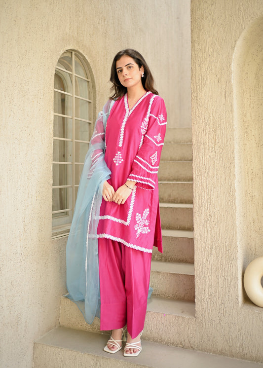 Hot Pink Breeze – Chanderi Suit Set