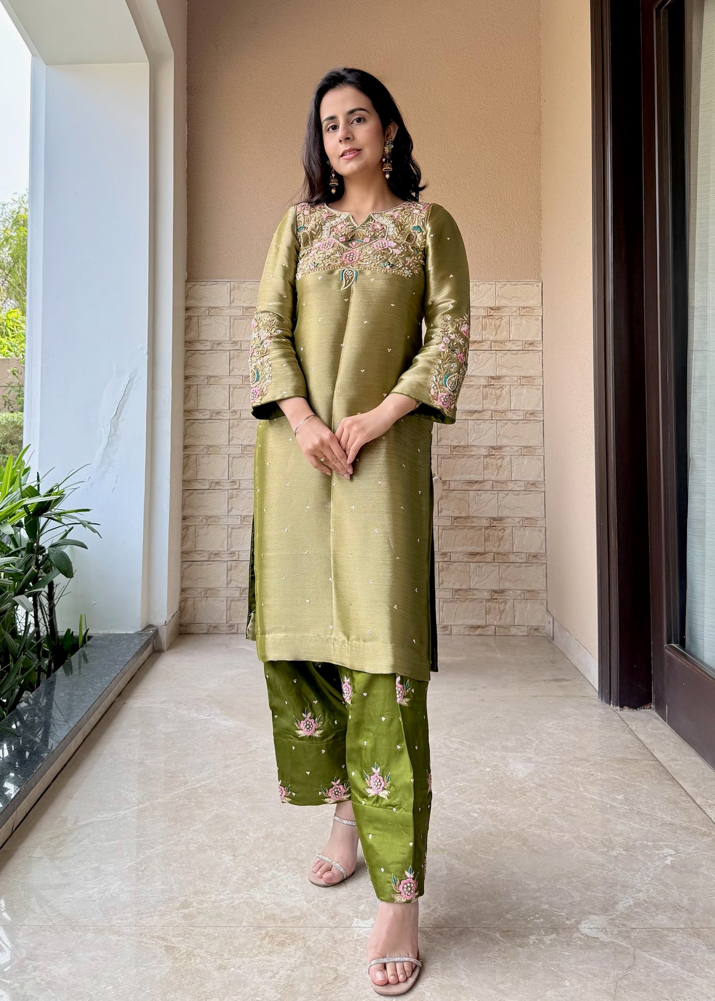 Tissue Silk Suit with Organza Dupatta