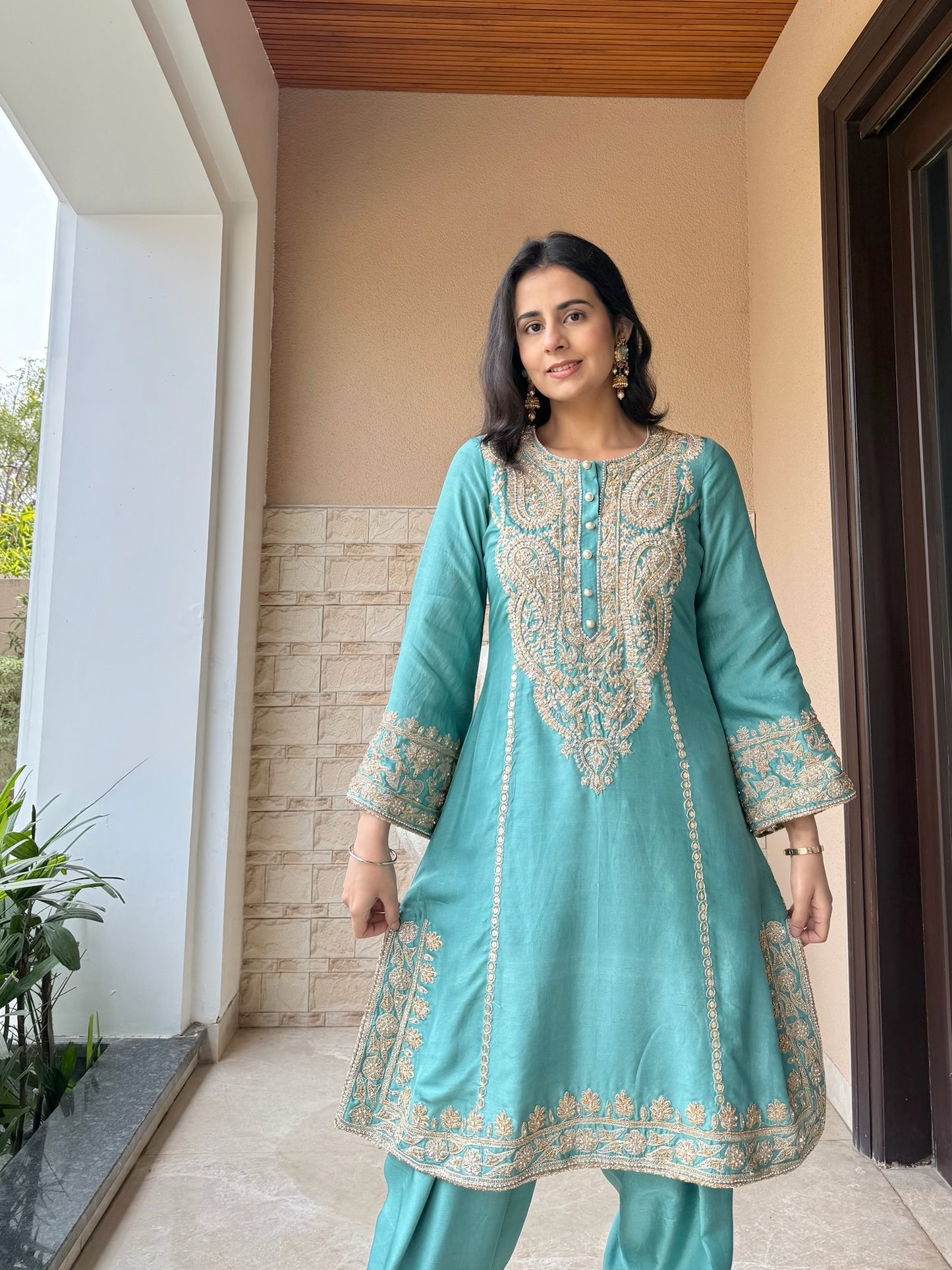 Pure Dupion Silk Straight Suit Set