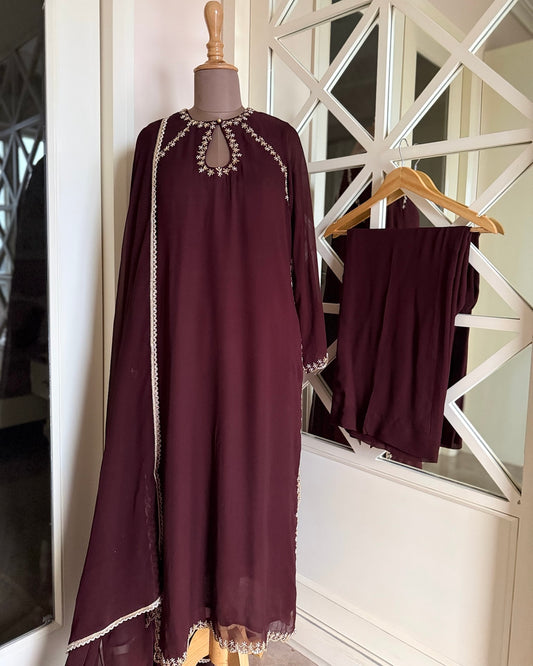 Walnut Brown Georgette Suit