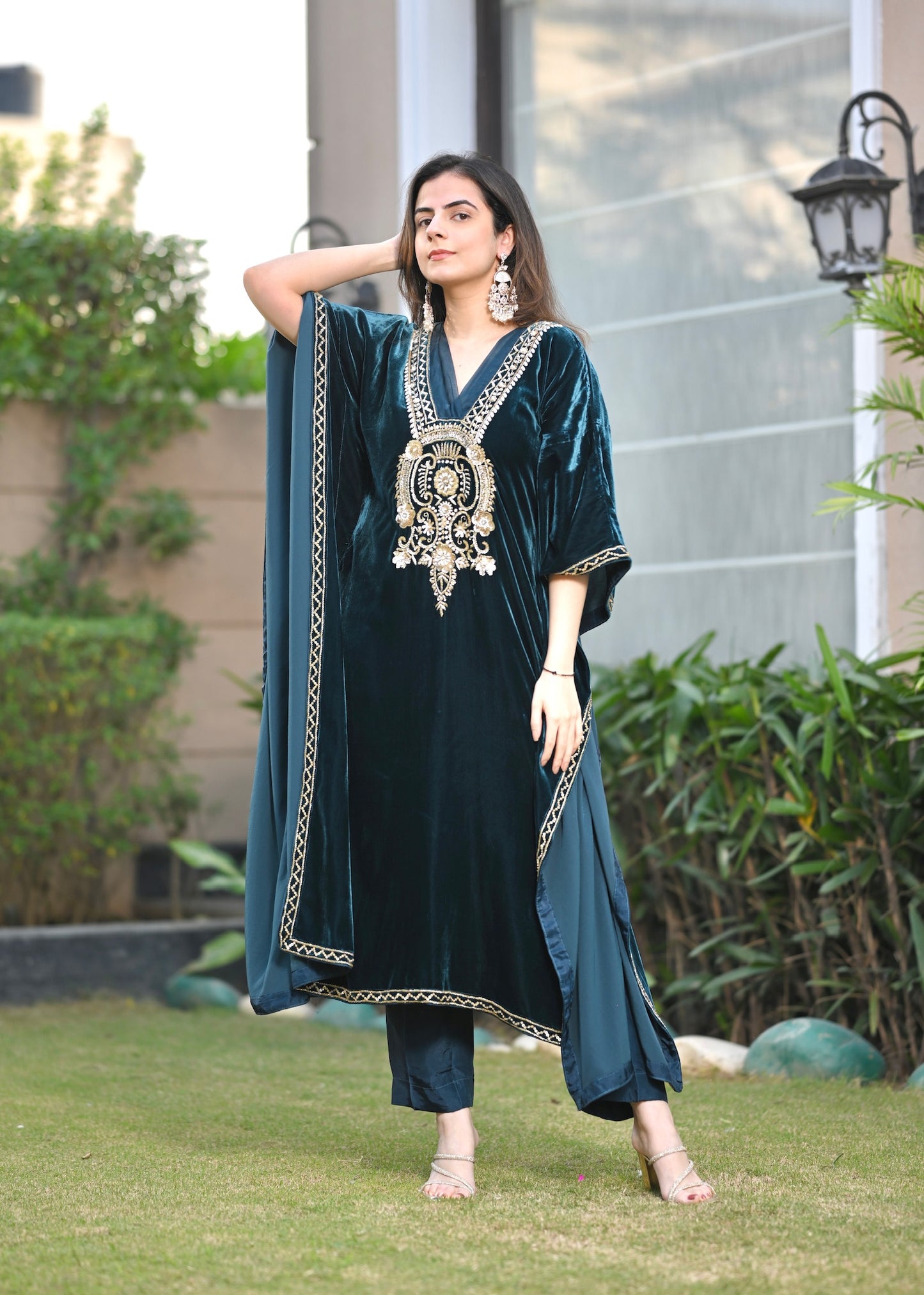 Mirari- Emerald Majesty Velvet Kaftan