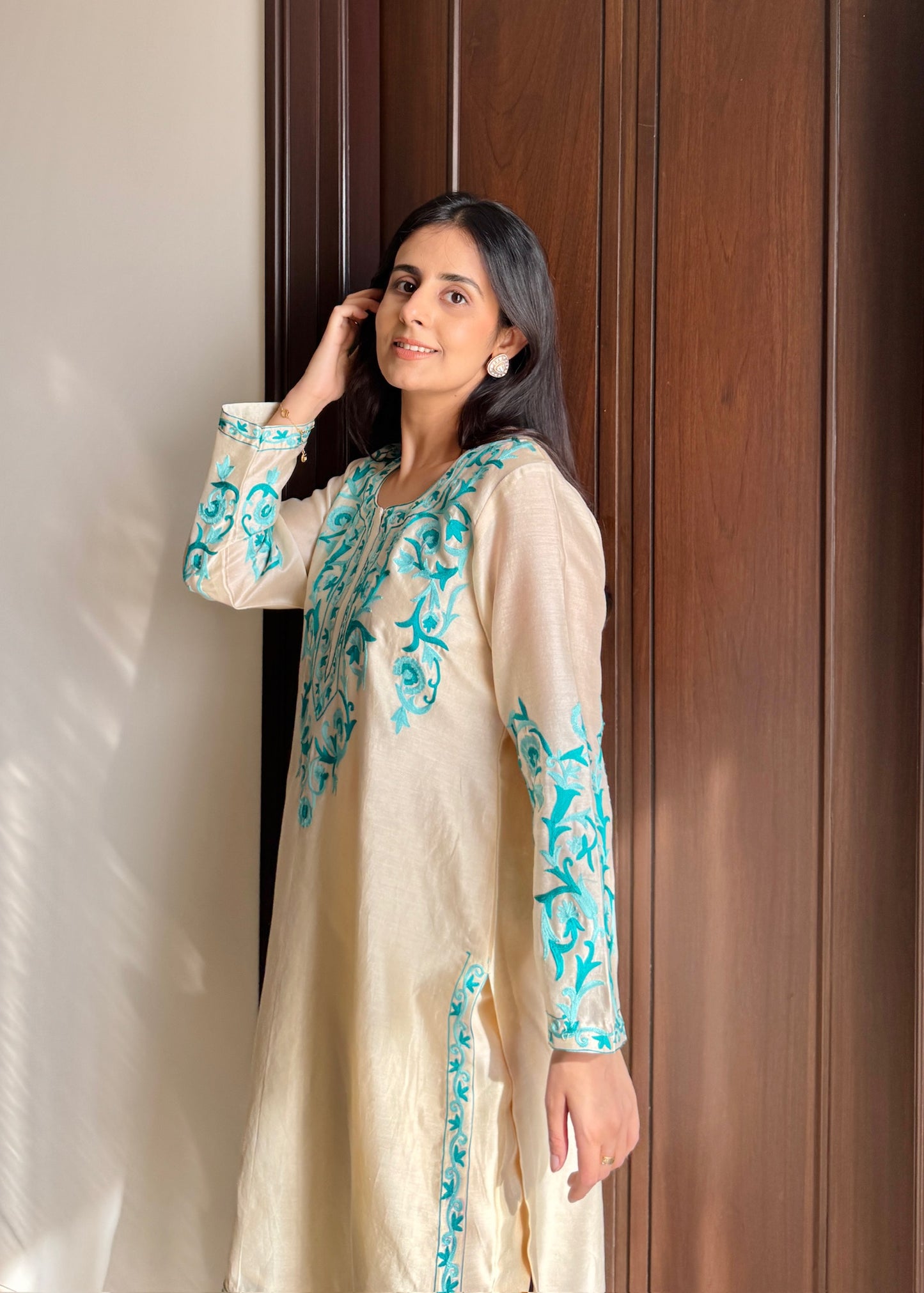 Firdaus Blue  – Chanderi Suit Set